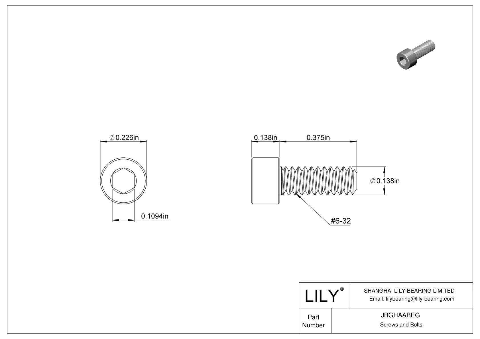 JBGHAABEG 左旋螺纹合金钢内六角螺钉 cad drawing