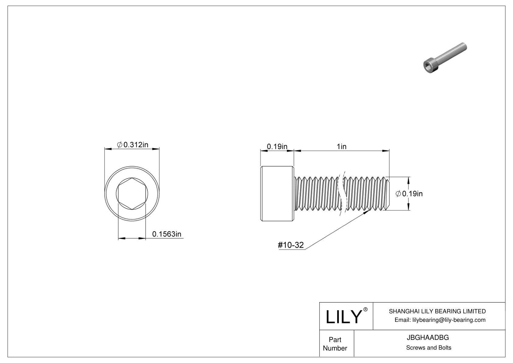 JBGHAADBG Left-Hand Threaded Alloy Steel Socket Head Screws cad drawing