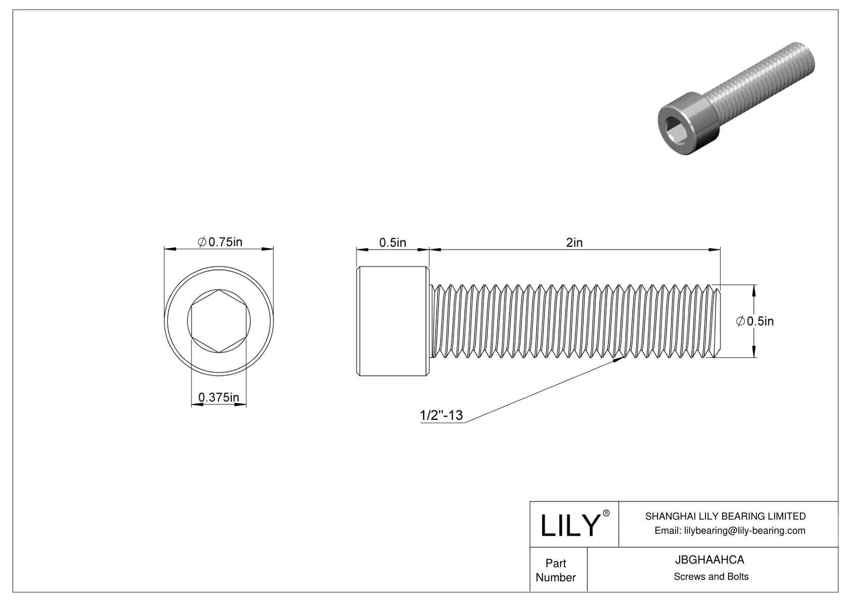 JBGHAAHCA Left-Hand Threaded Alloy Steel Socket Head Screws cad drawing