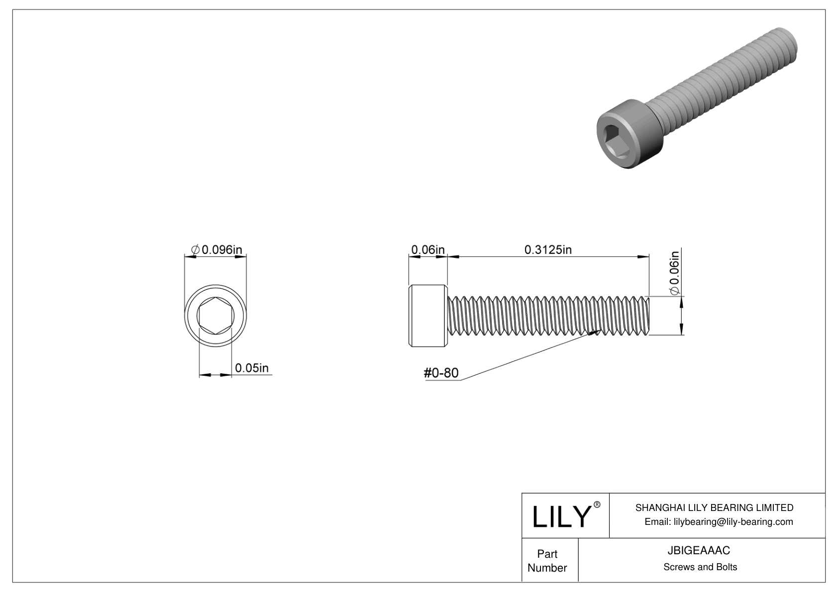 JBIGEAAAC 合金钢内六角螺钉 cad drawing