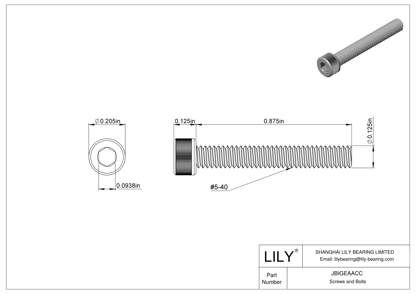 JBIGEAACC Tornillos de cabeza cilíndrica de acero aleado cad drawing