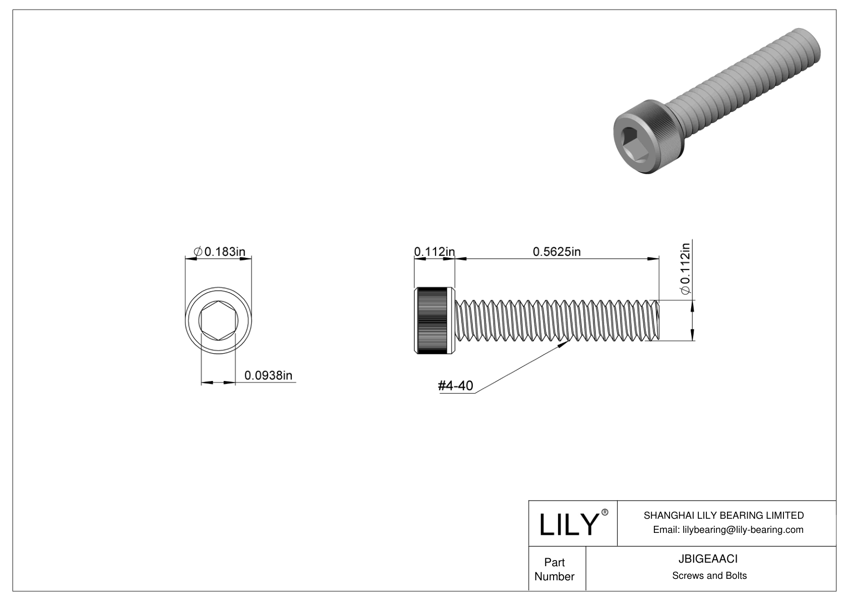 JBIGEAACI 合金钢内六角螺钉 cad drawing