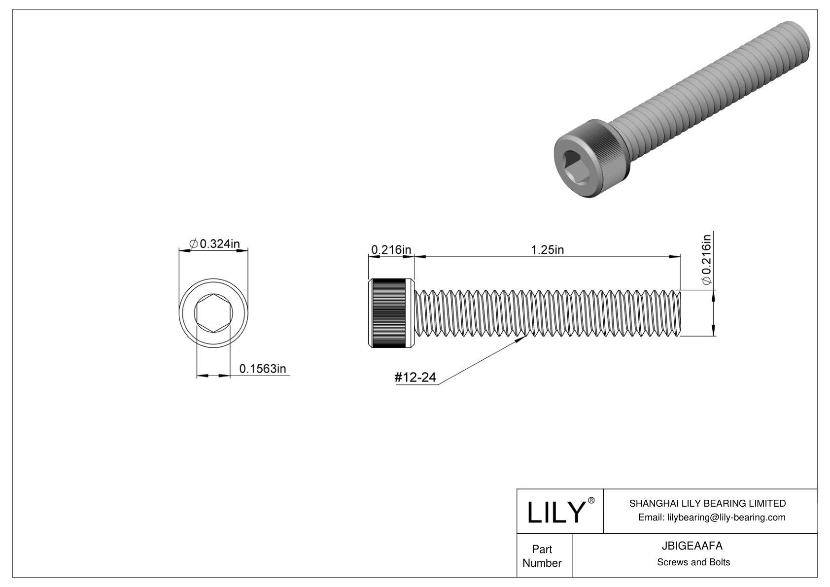 JBIGEAAFA 合金钢内六角螺钉 cad drawing