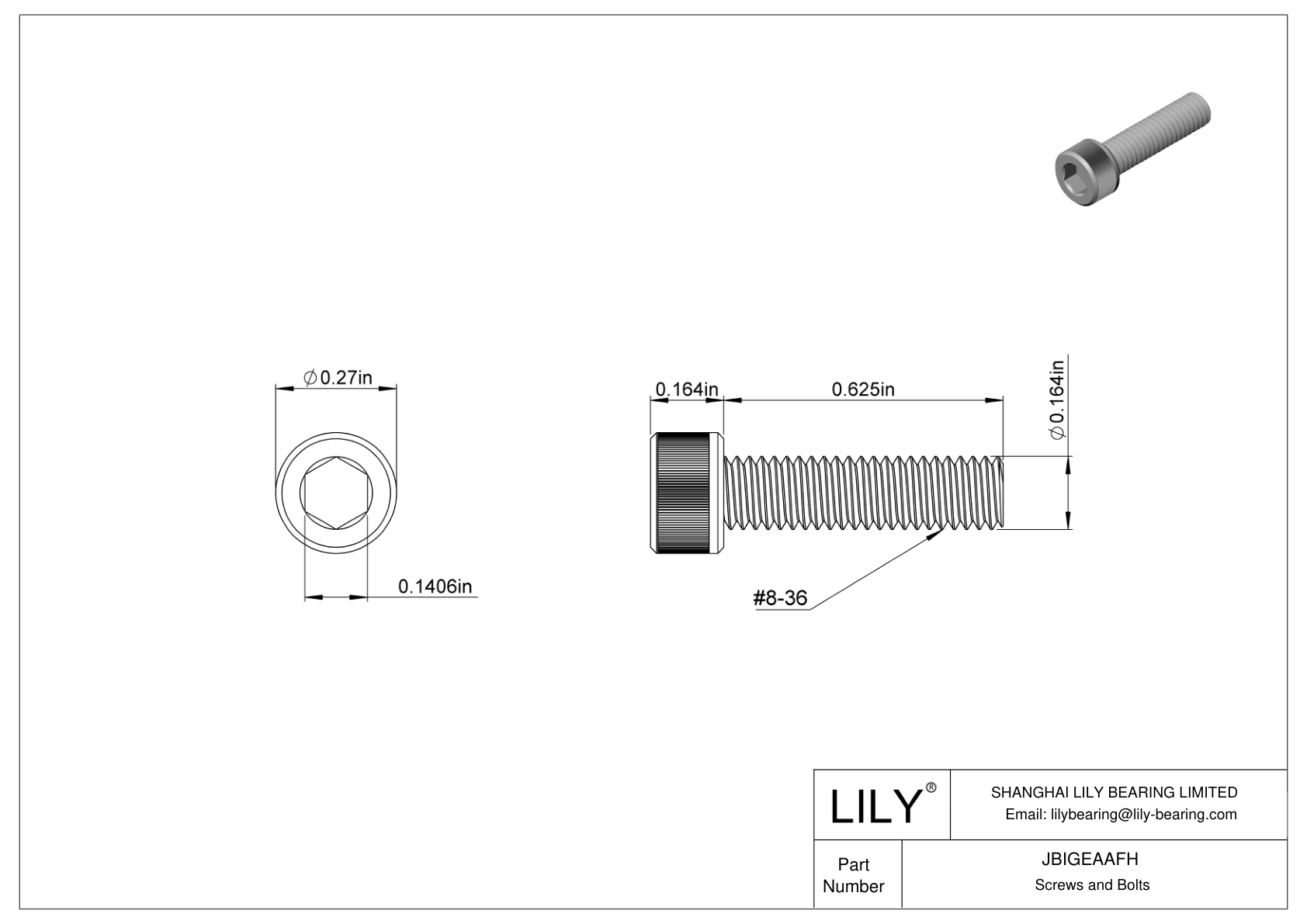 JBIGEAAFH 合金钢内六角螺钉 cad drawing