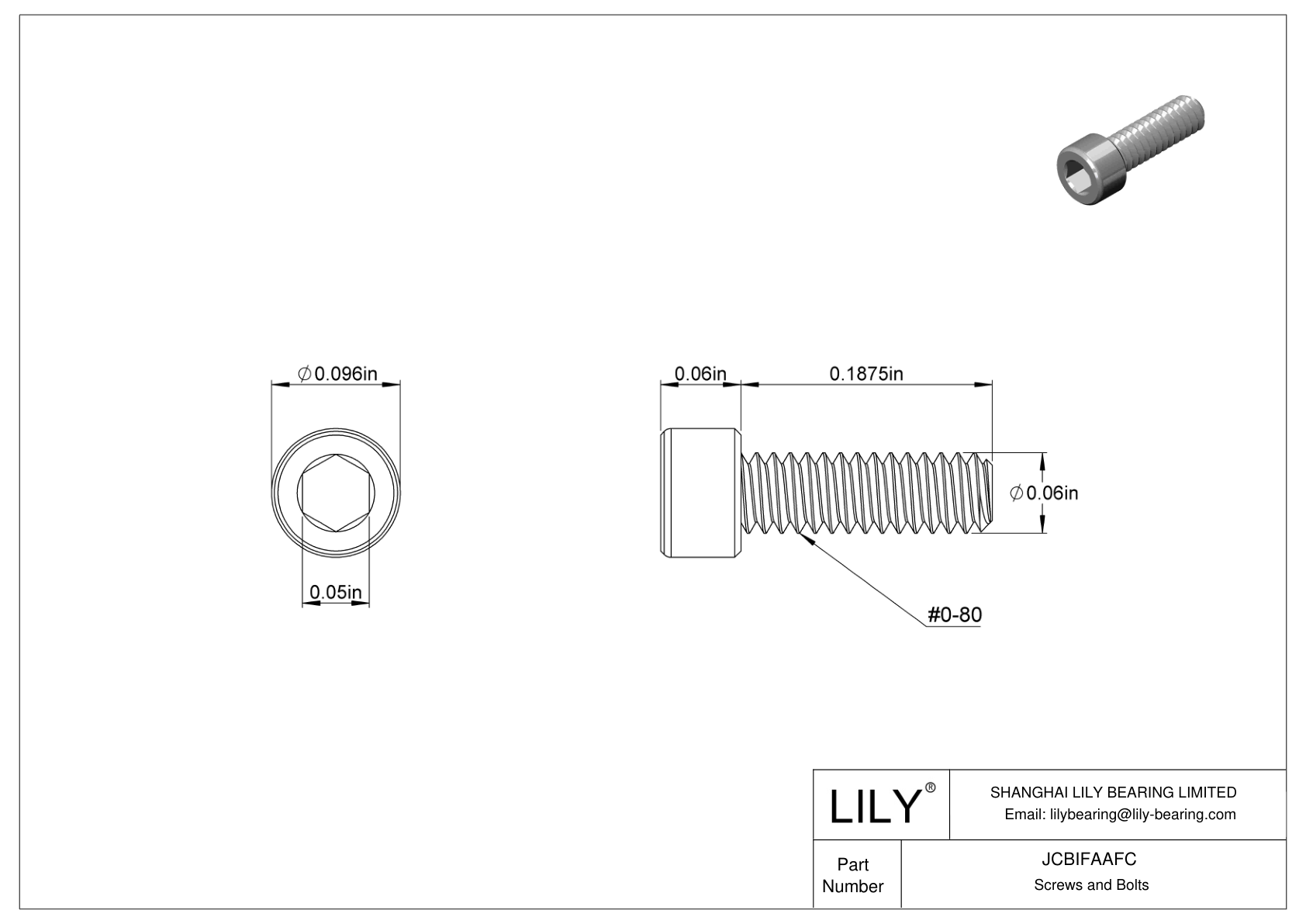 JCBIFAAFC Super-Corrosion-Resistant 316 Stainless Steel Socket Head Screws cad drawing