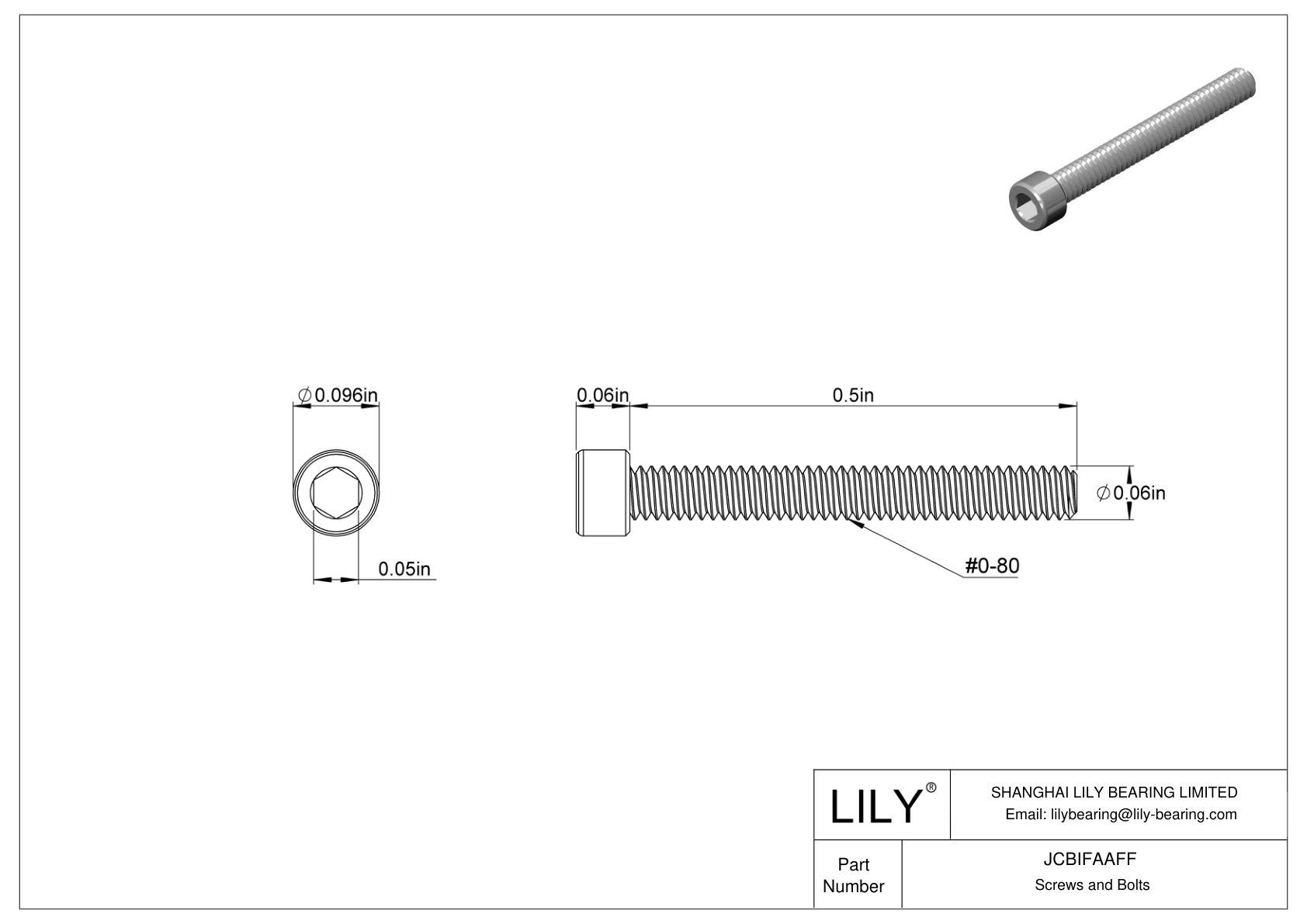 JCBIFAAFF Super-Corrosion-Resistant 316 Stainless Steel Socket Head Screws cad drawing