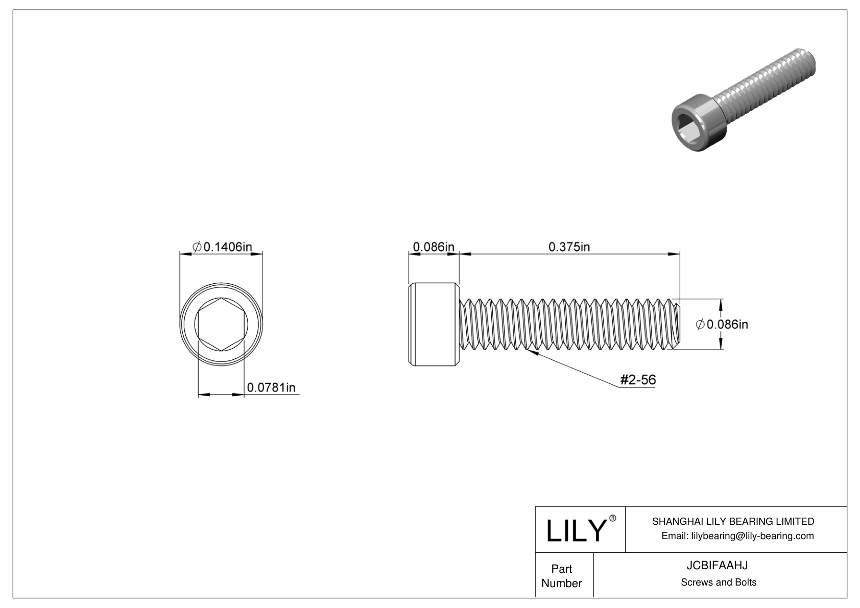 JCBIFAAHJ Super-Corrosion-Resistant 316 Stainless Steel Socket Head Screws cad drawing