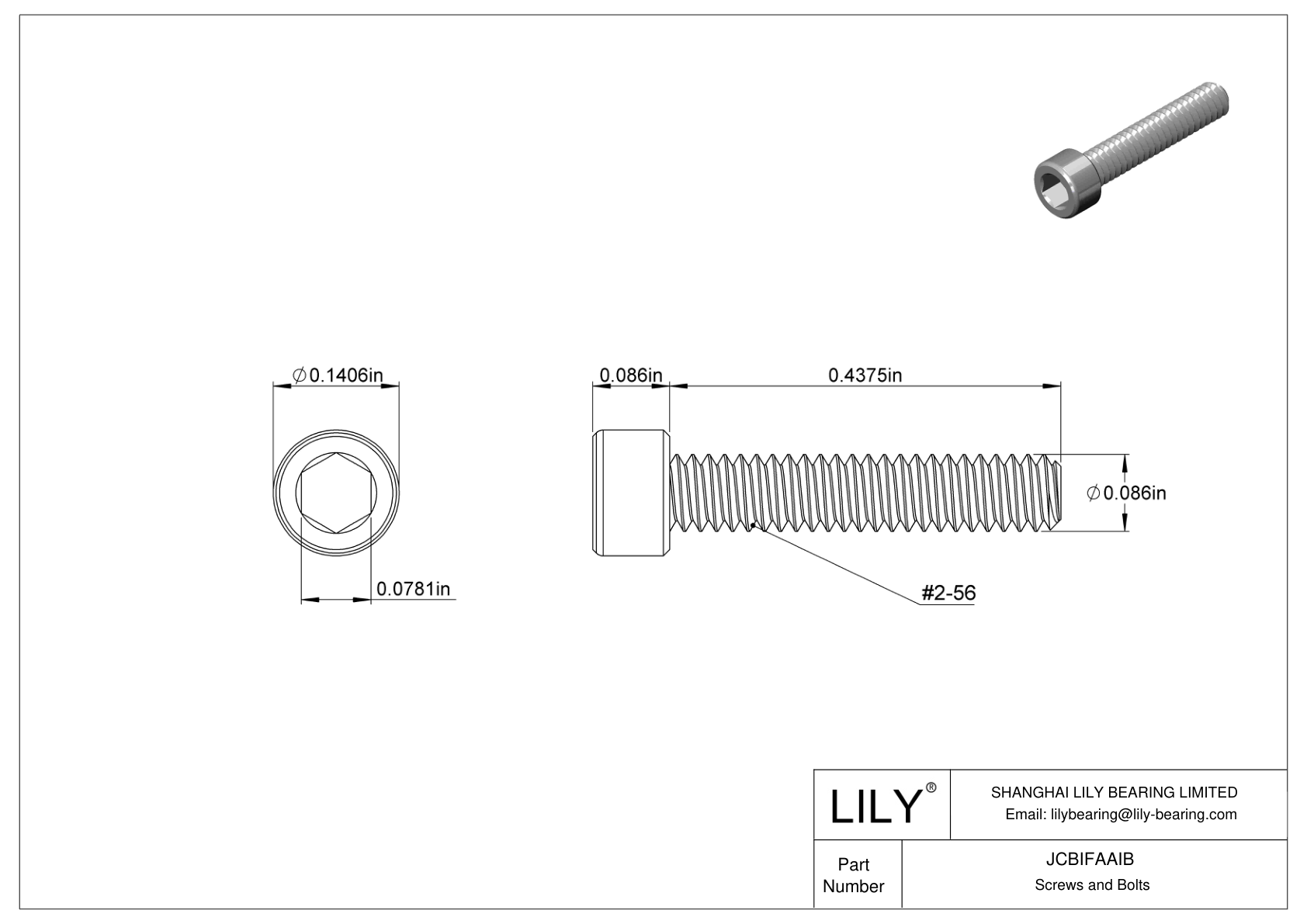 JCBIFAAIB Super-Corrosion-Resistant 316 Stainless Steel Socket Head Screws cad drawing