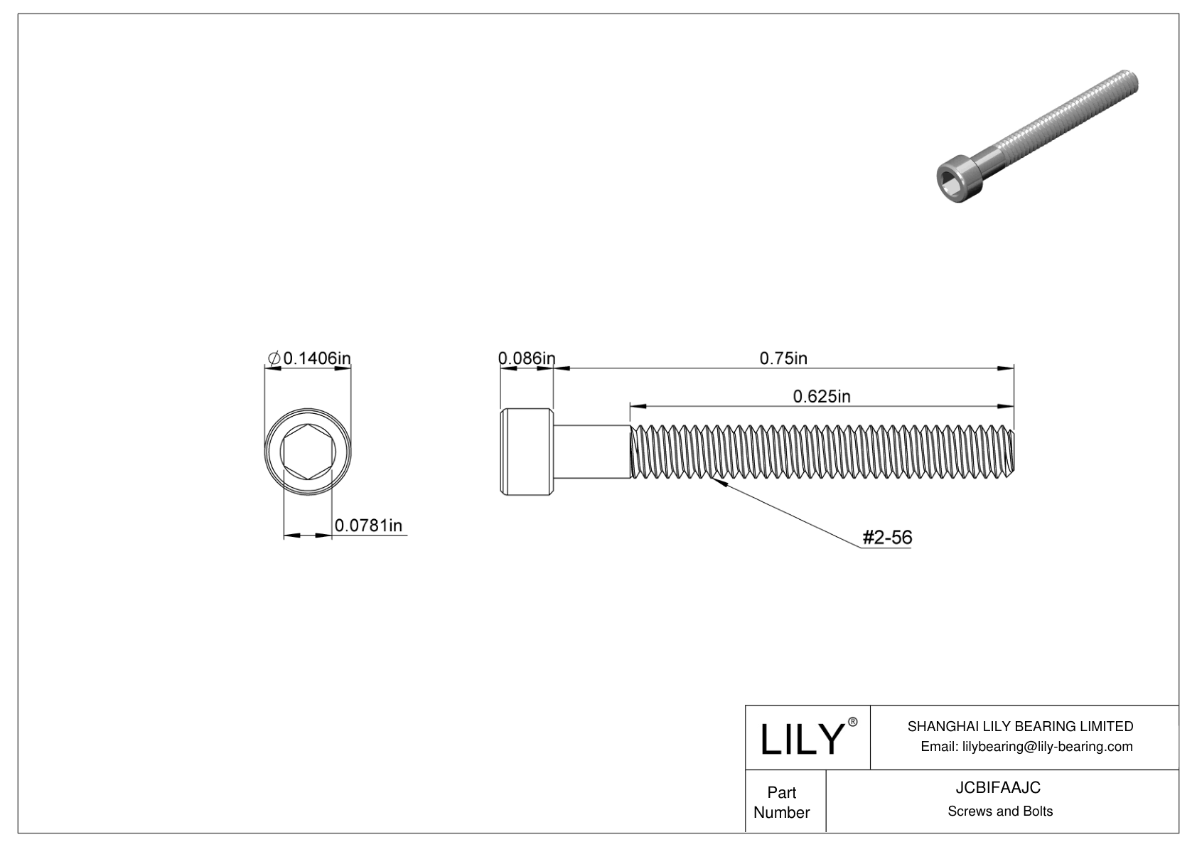 JCBIFAAJC 超耐腐蚀 316 不锈钢内六角螺钉 cad drawing