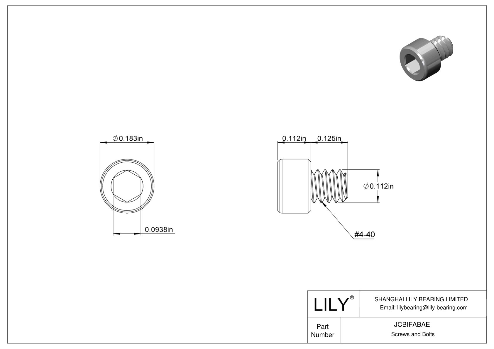 JCBIFABAE 超耐腐蚀 316 不锈钢内六角螺钉 cad drawing