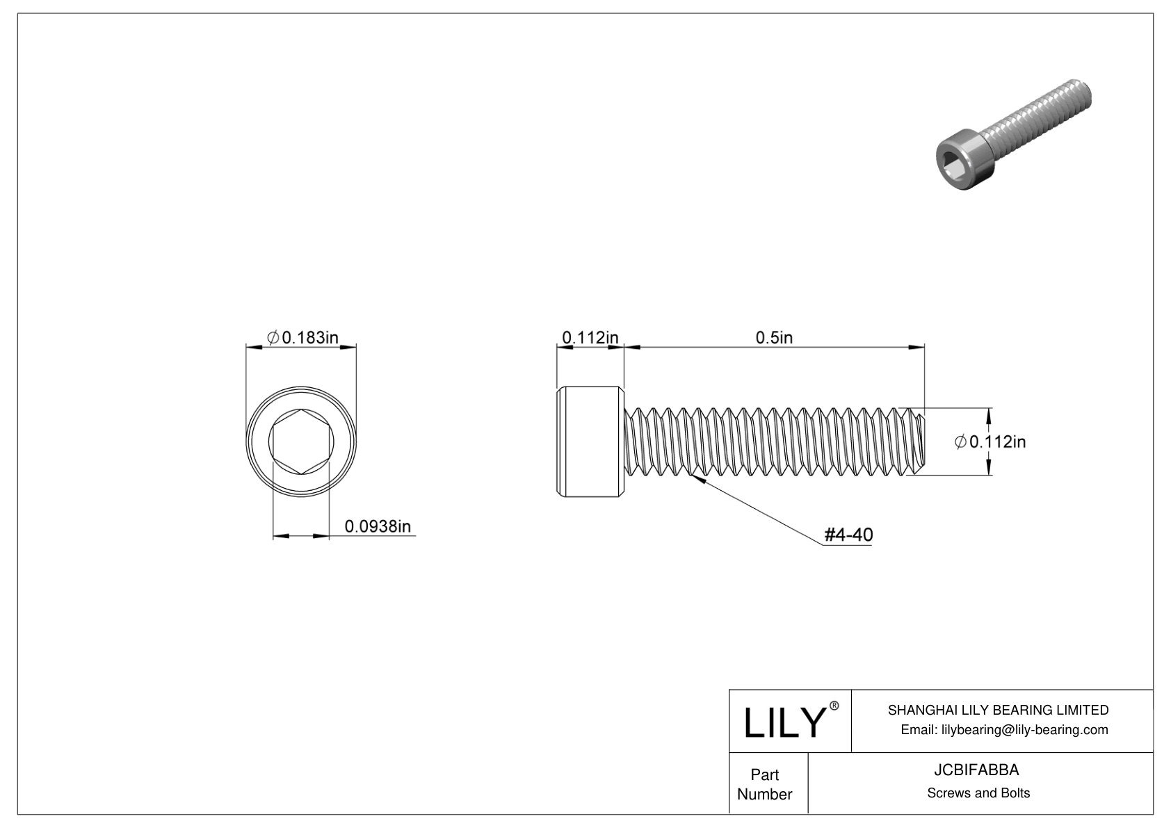 JCBIFABBA Super-Corrosion-Resistant 316 Stainless Steel Socket Head Screws cad drawing