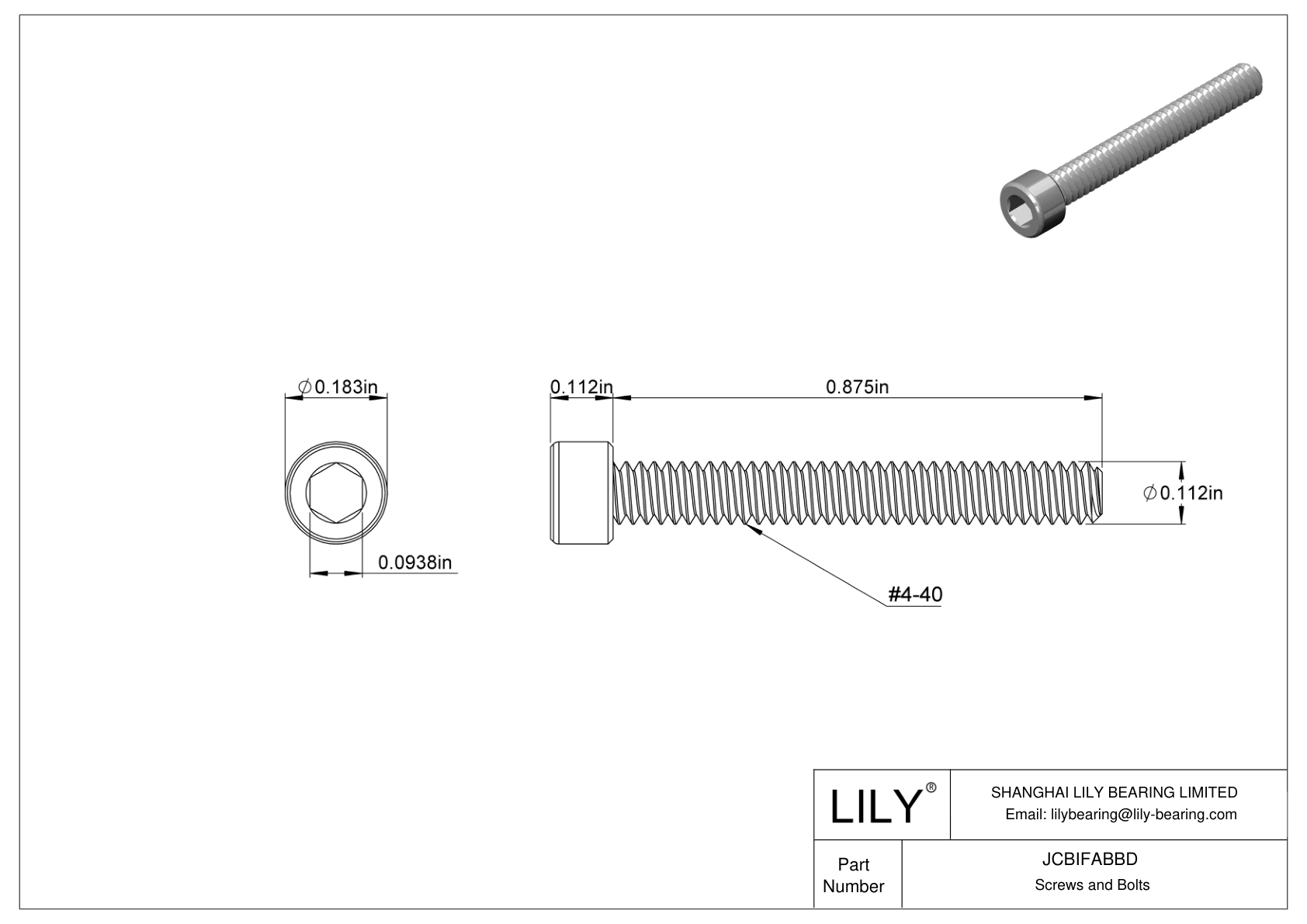 JCBIFABBD 超耐腐蚀 316 不锈钢内六角螺钉 cad drawing