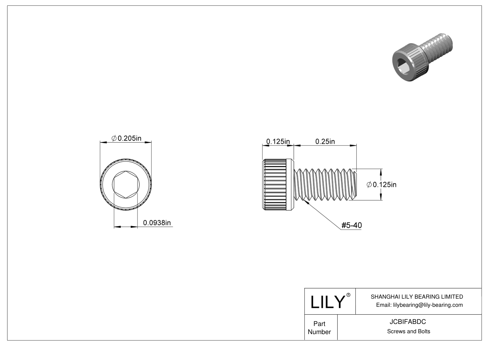 JCBIFABDC Super-Corrosion-Resistant 316 Stainless Steel Socket Head Screws cad drawing