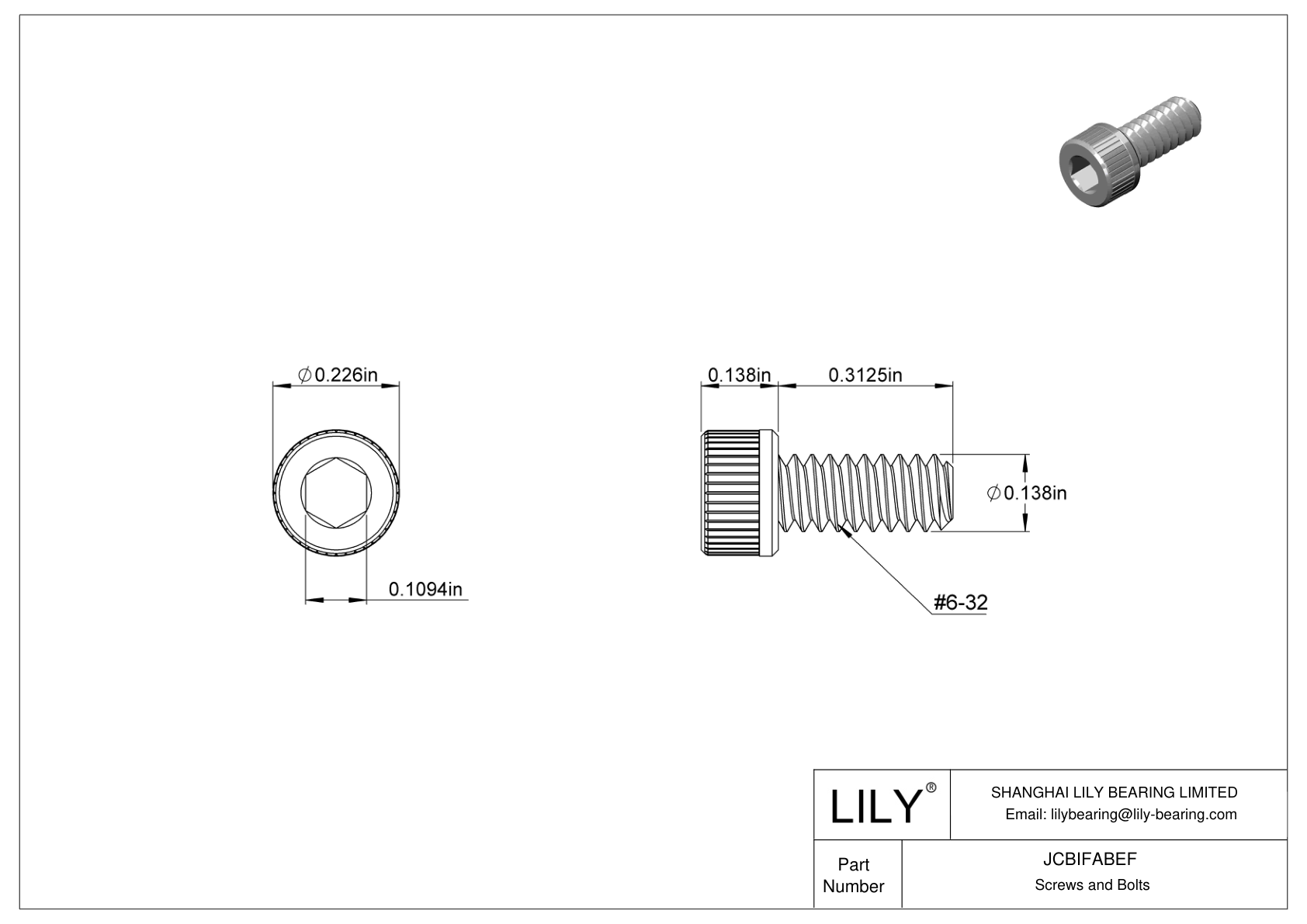 JCBIFABEF 超耐腐蚀 316 不锈钢内六角螺钉 cad drawing