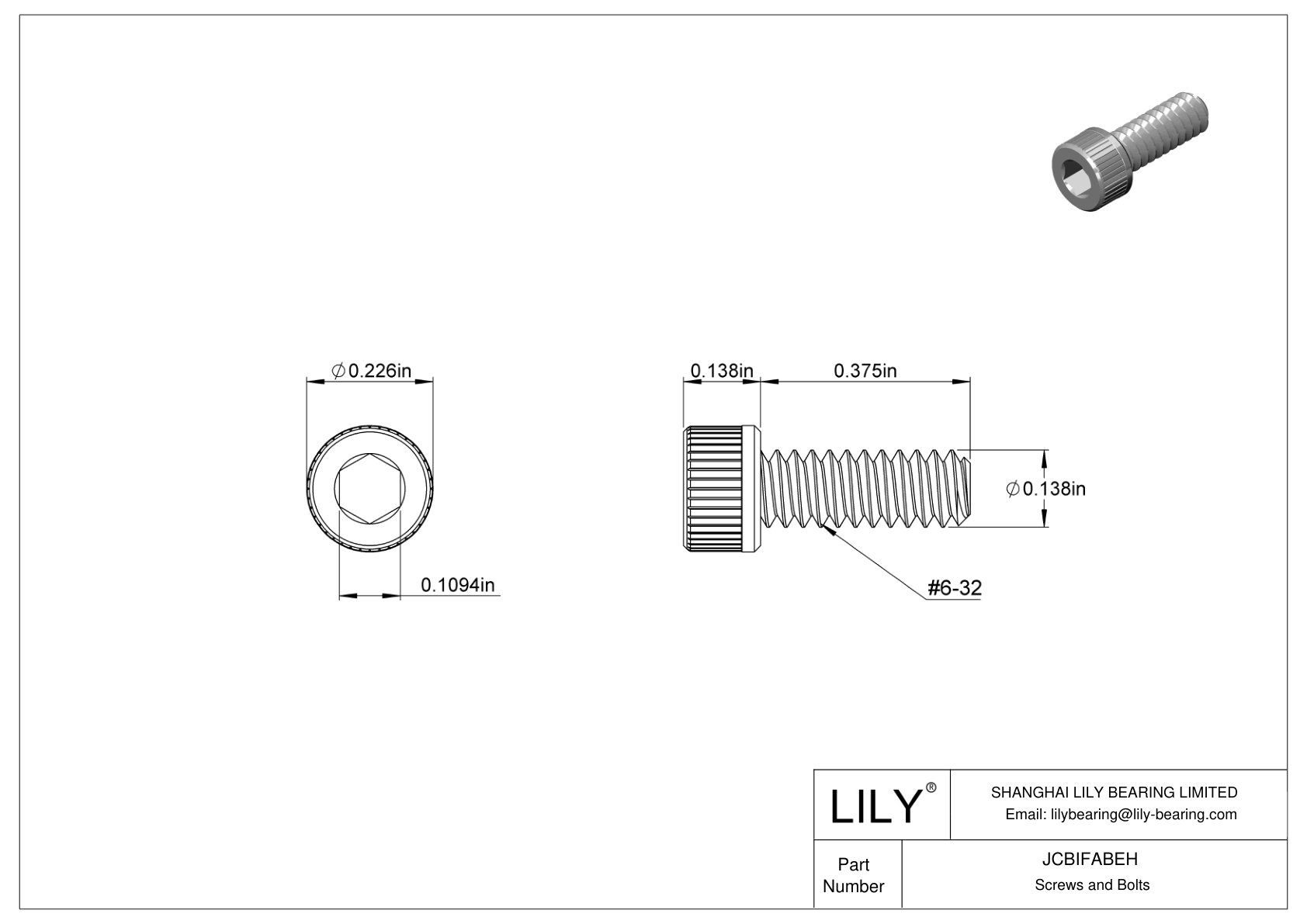 JCBIFABEH 超耐腐蚀 316 不锈钢内六角螺钉 cad drawing