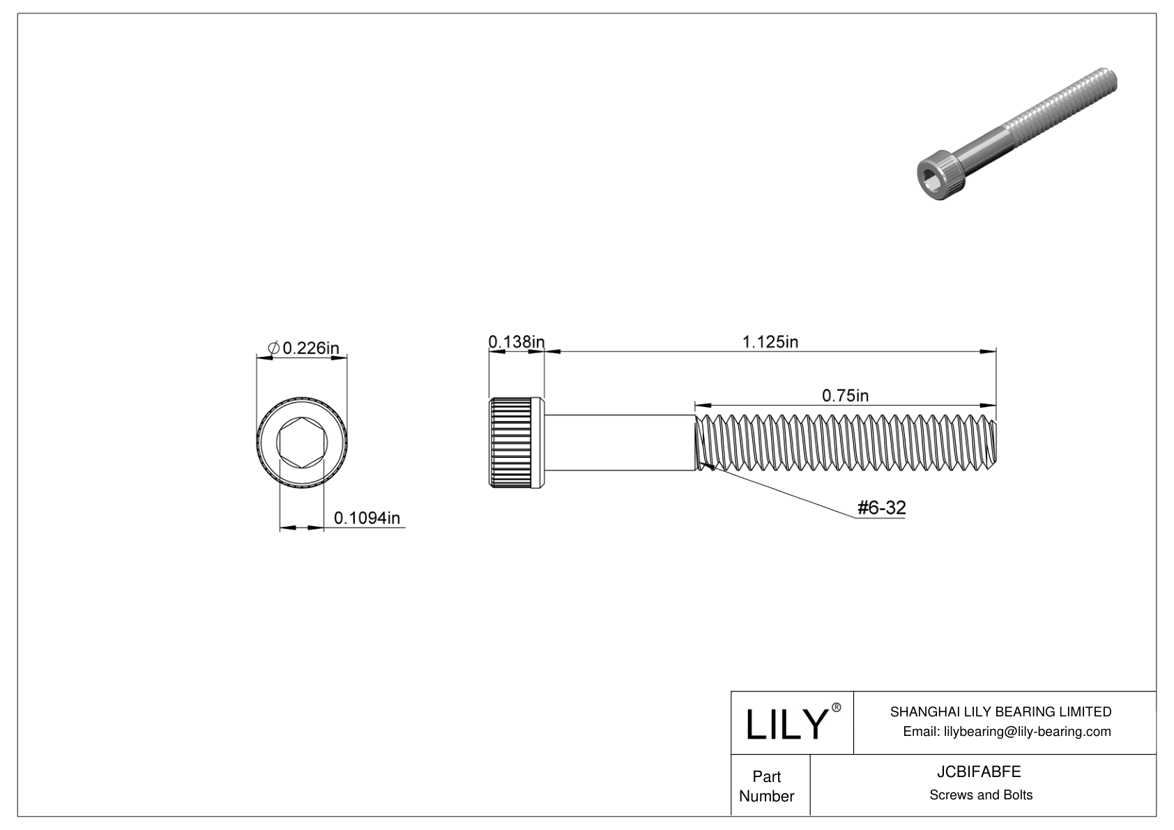 JCBIFABFE Super-Corrosion-Resistant 316 Stainless Steel Socket Head Screws cad drawing