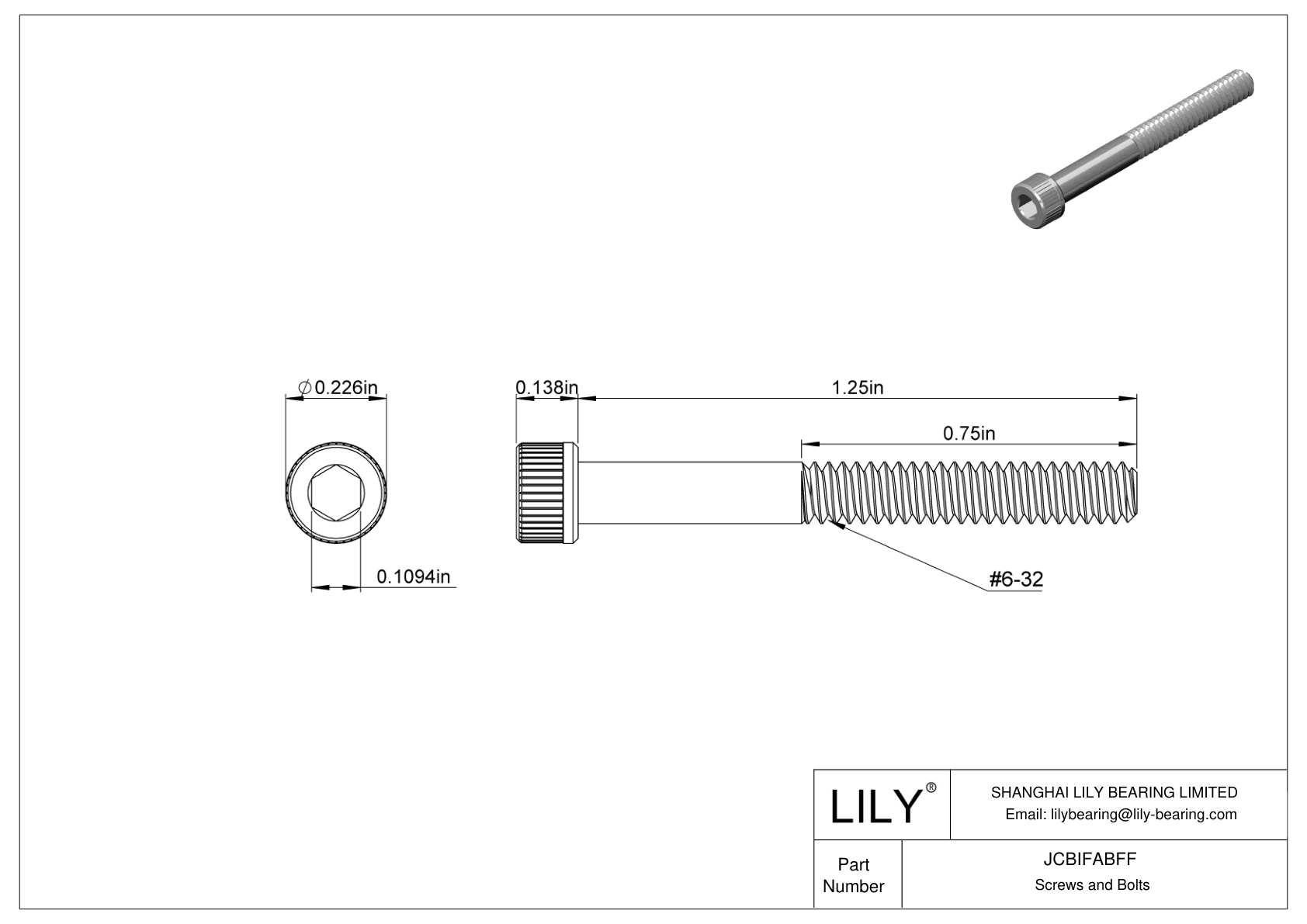 JCBIFABFF Super-Corrosion-Resistant 316 Stainless Steel Socket Head Screws cad drawing