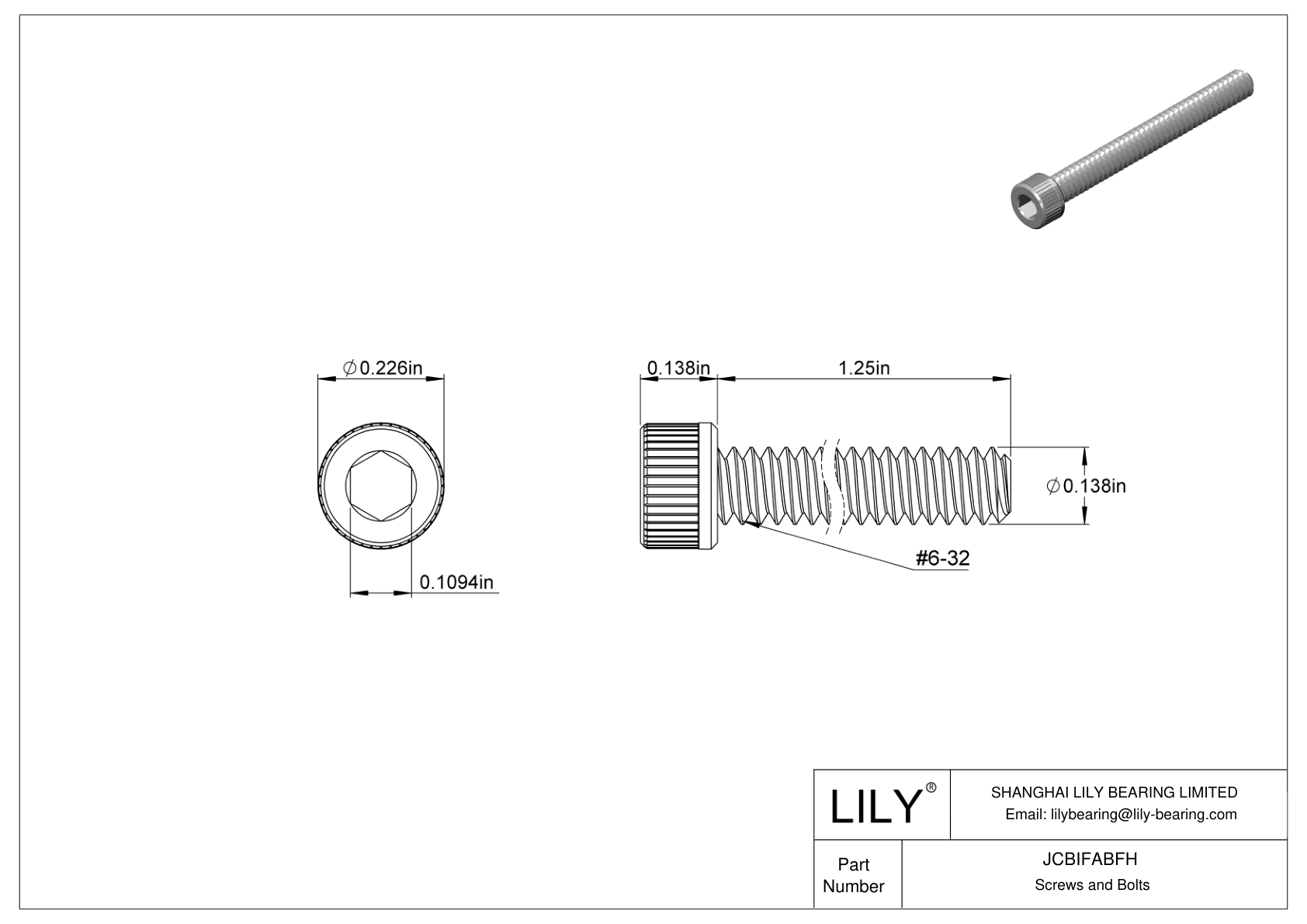 JCBIFABFH 超耐腐蚀 316 不锈钢内六角螺钉 cad drawing