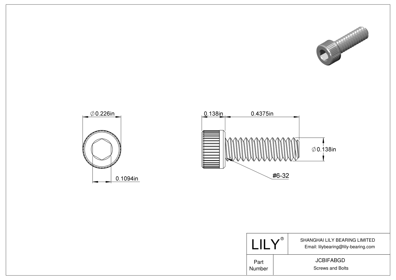 JCBIFABGD 超耐腐蚀 316 不锈钢内六角螺钉 cad drawing