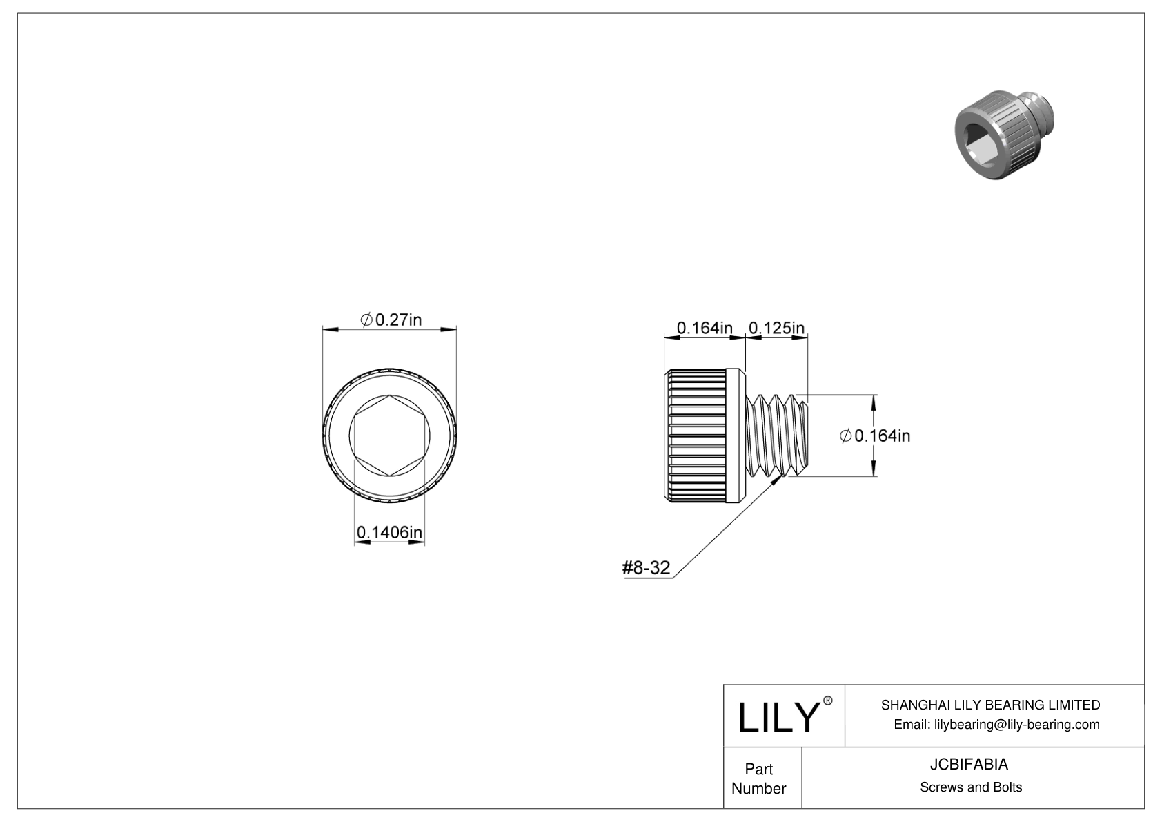 JCBIFABIA Super-Corrosion-Resistant 316 Stainless Steel Socket Head Screws cad drawing