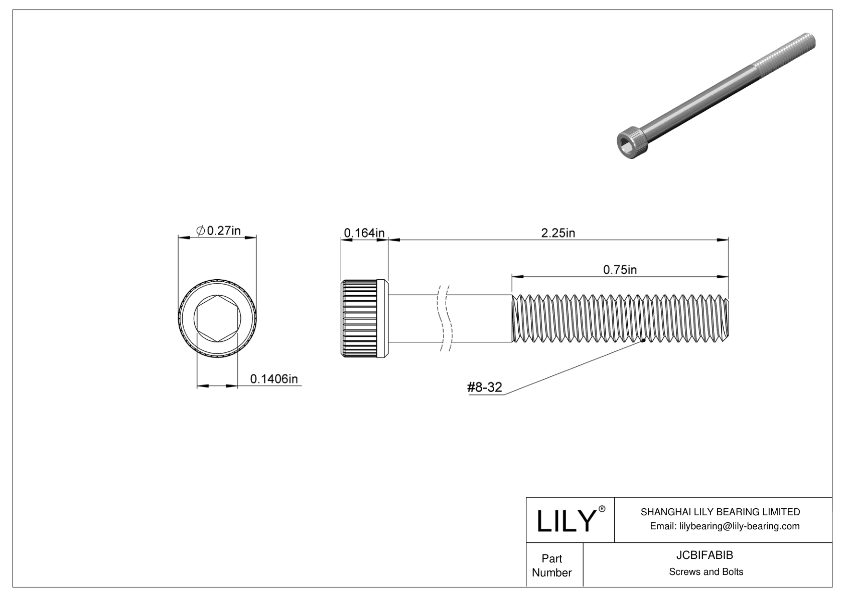 JCBIFABIB Super-Corrosion-Resistant 316 Stainless Steel Socket Head Screws cad drawing