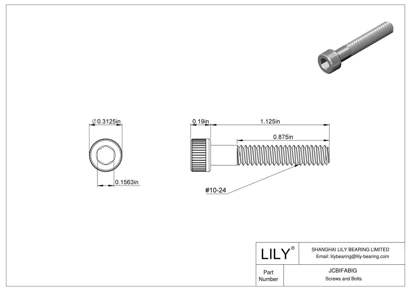 JCBIFABIG 超耐腐蚀 316 不锈钢内六角螺钉 cad drawing