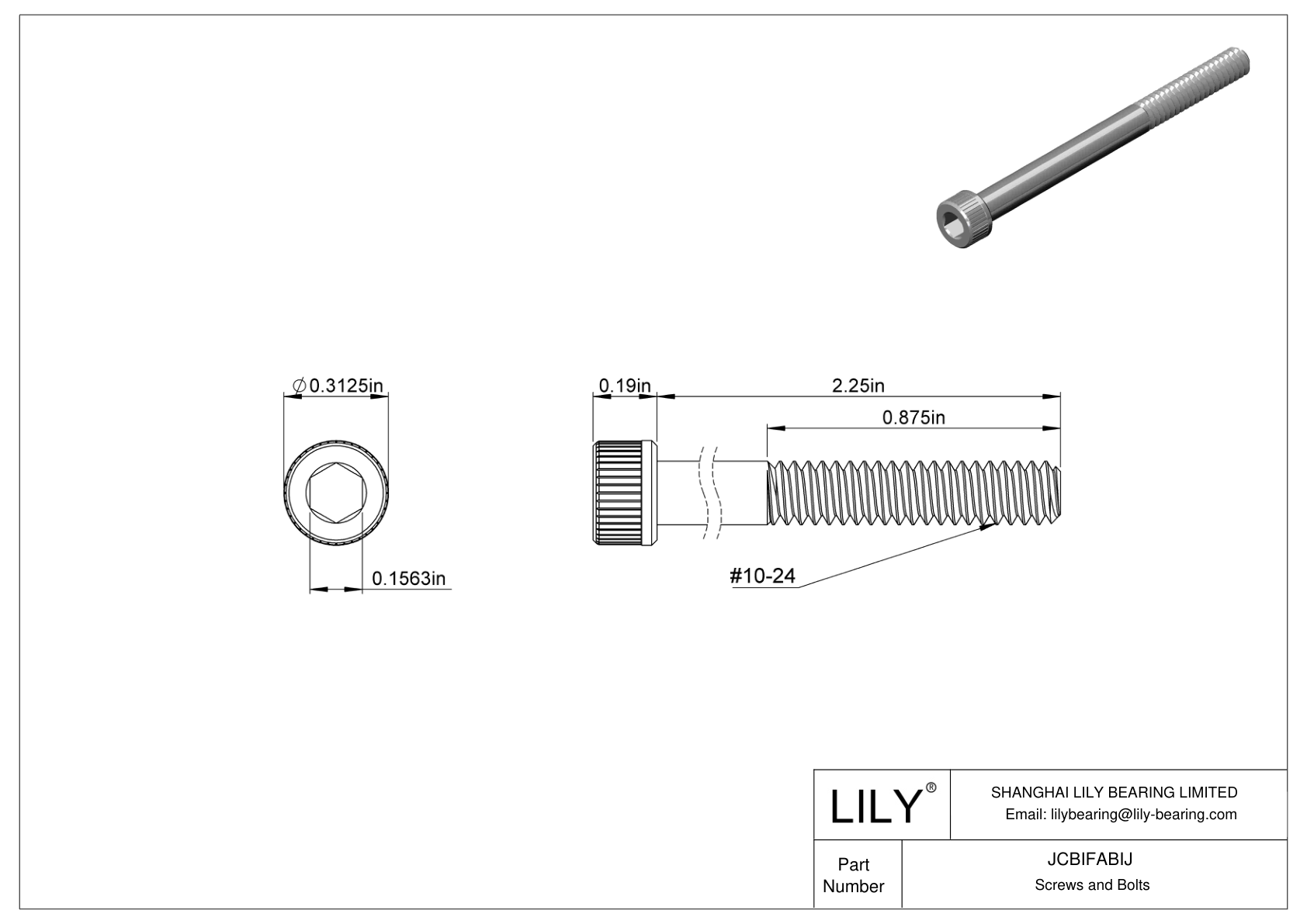 JCBIFABIJ Super-Corrosion-Resistant 316 Stainless Steel Socket Head Screws cad drawing