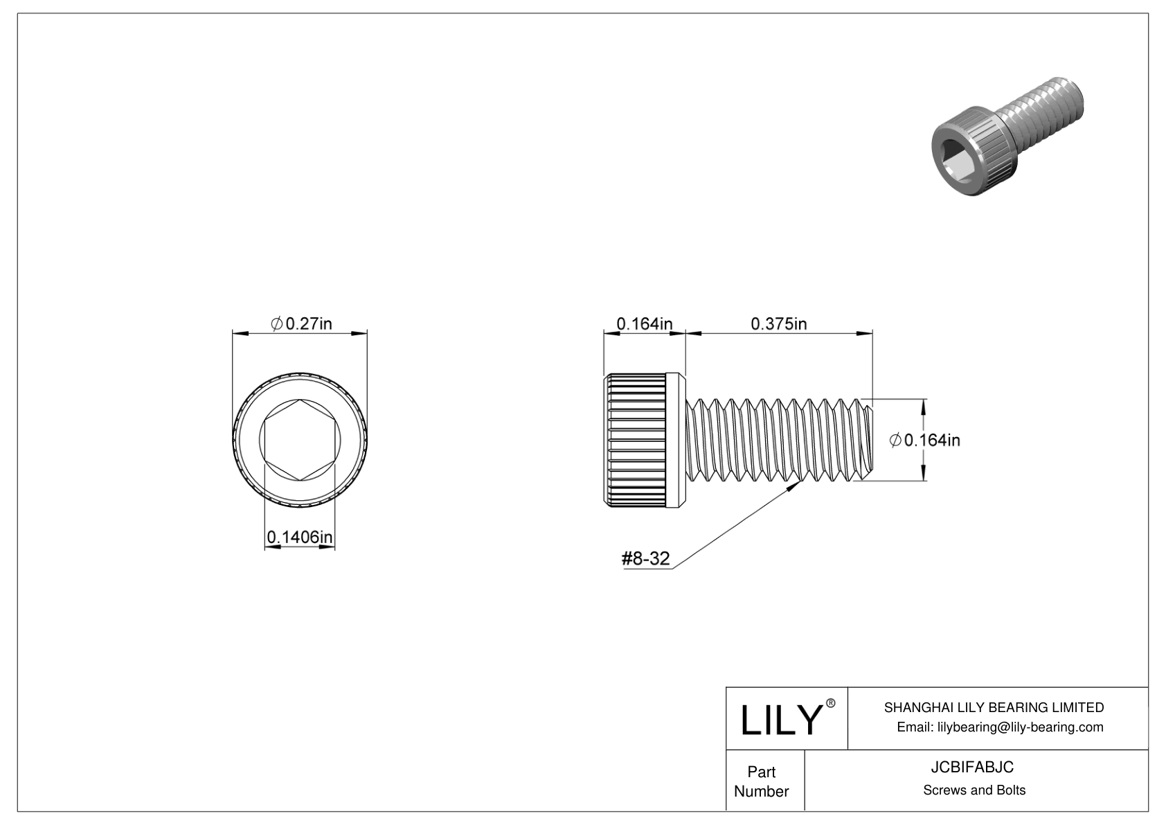 JCBIFABJC Super-Corrosion-Resistant 316 Stainless Steel Socket Head Screws cad drawing