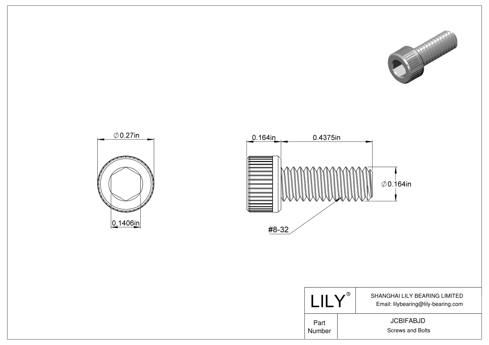 JCBIFABJD Super-Corrosion-Resistant 316 Stainless Steel Socket Head Screws cad drawing