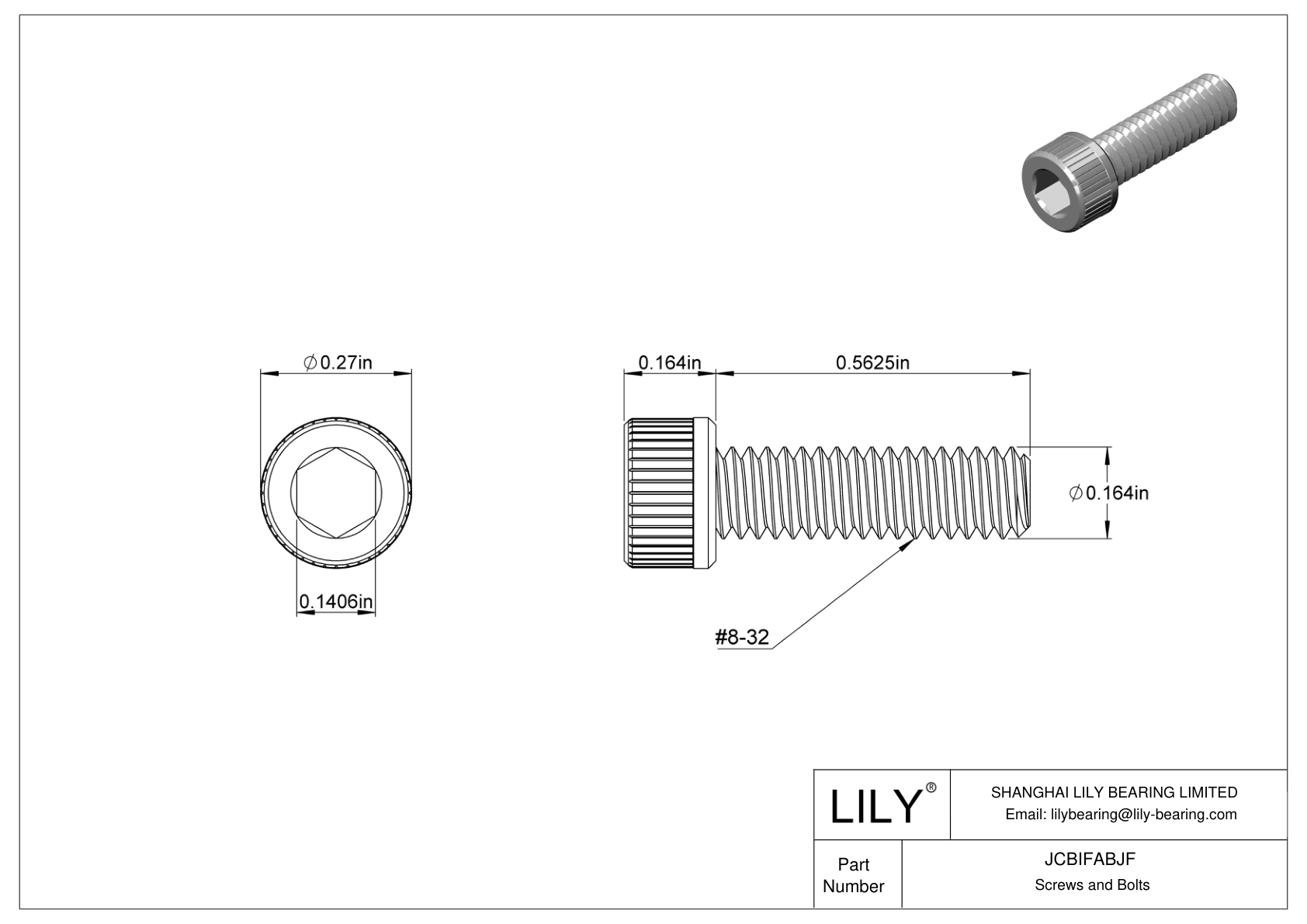 JCBIFABJF Super-Corrosion-Resistant 316 Stainless Steel Socket Head Screws cad drawing