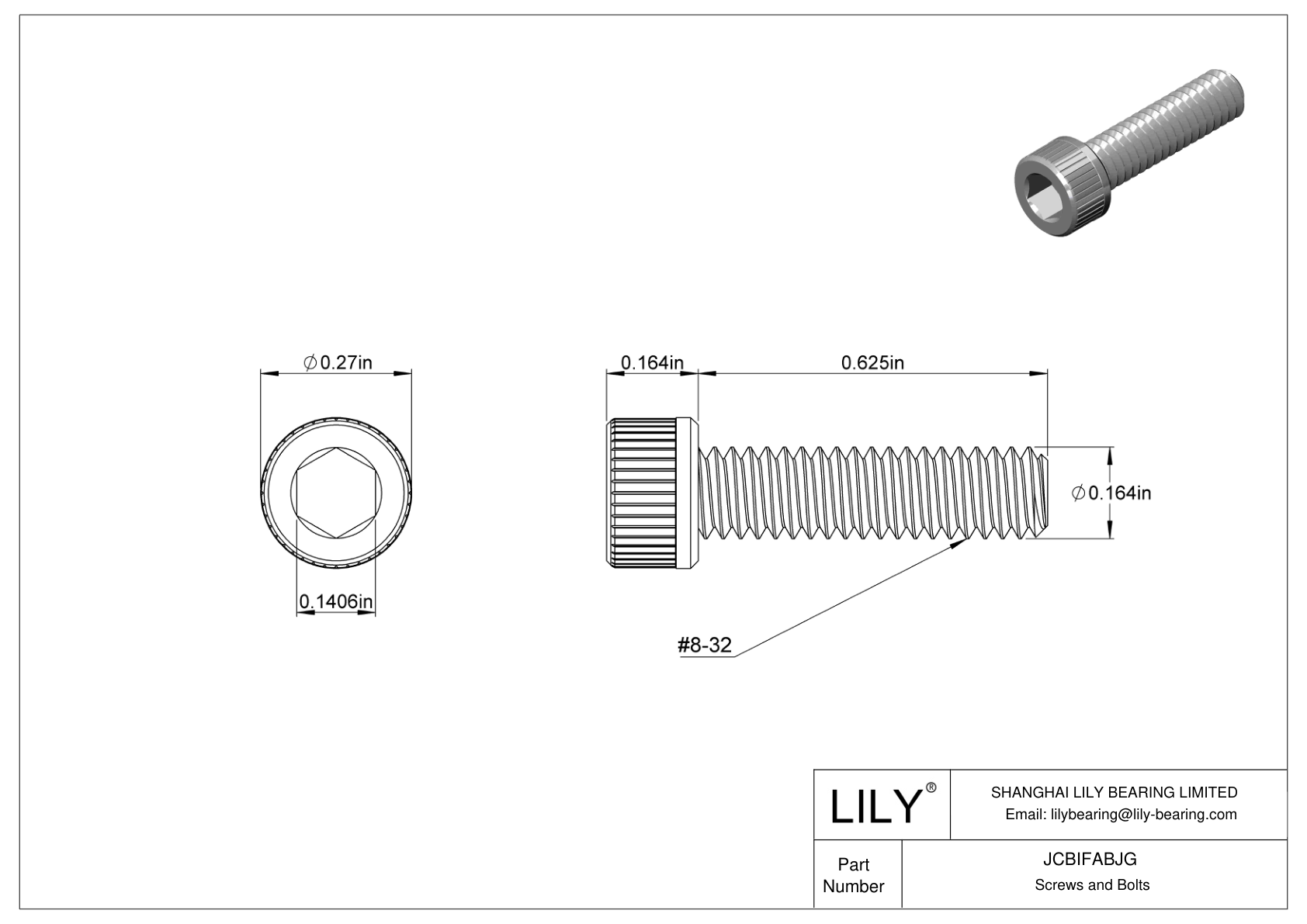 JCBIFABJG Super-Corrosion-Resistant 316 Stainless Steel Socket Head Screws cad drawing