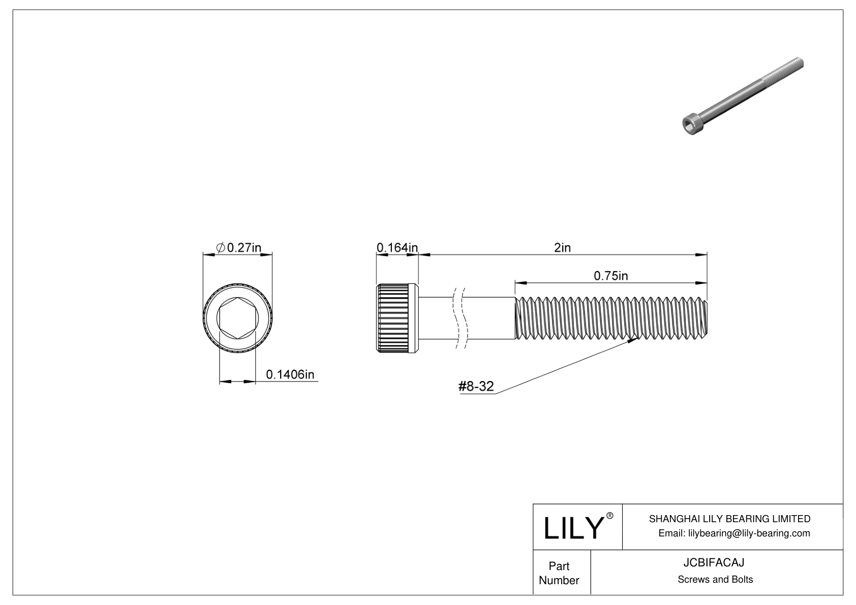 JCBIFACAJ 超耐腐蚀 316 不锈钢内六角螺钉 cad drawing