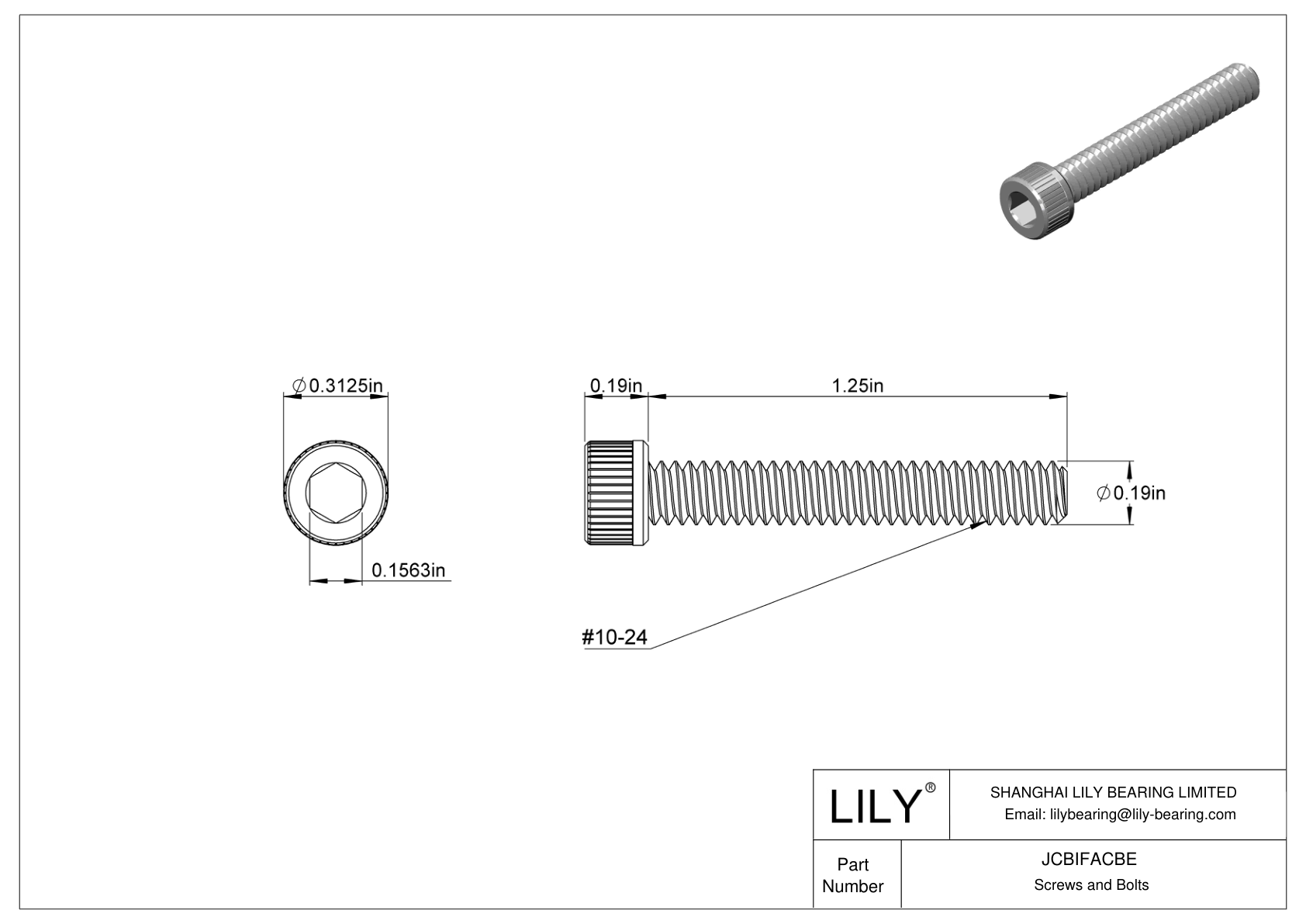 JCBIFACBE 超耐腐蚀 316 不锈钢内六角螺钉 cad drawing