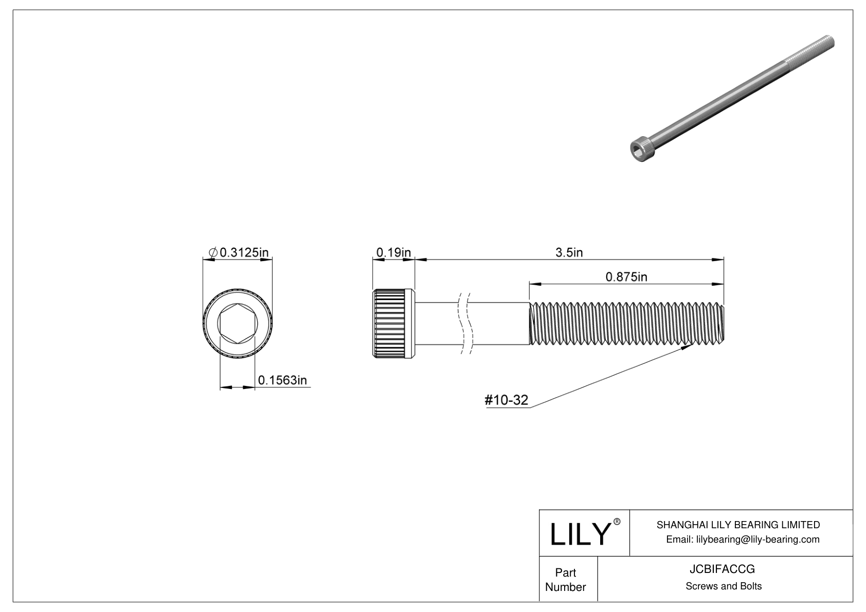 JCBIFACCG Super-Corrosion-Resistant 316 Stainless Steel Socket Head Screws cad drawing