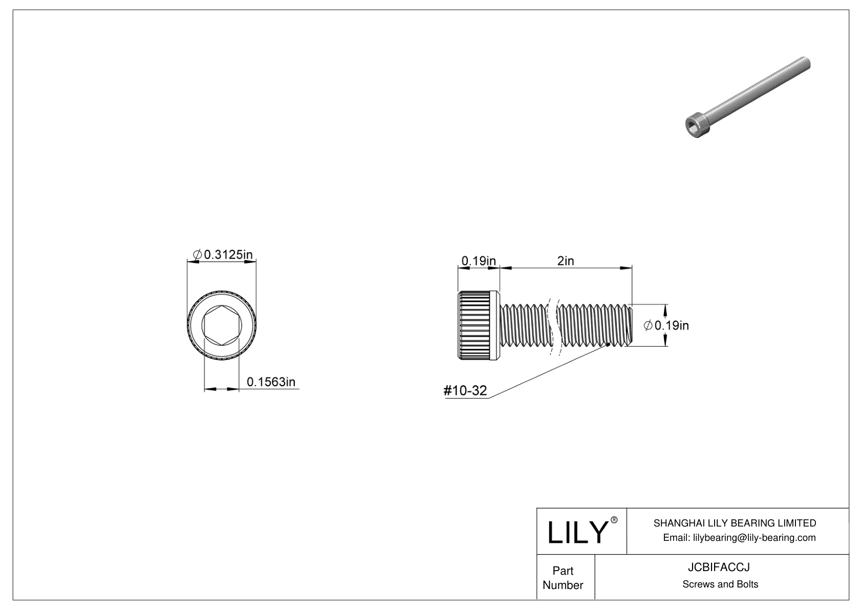 JCBIFACCJ Super-Corrosion-Resistant 316 Stainless Steel Socket Head Screws cad drawing