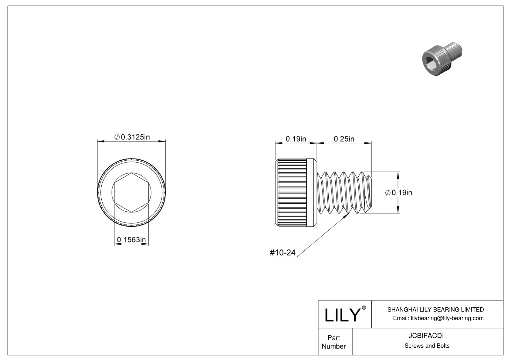 JCBIFACDI 超耐腐蚀 316 不锈钢内六角螺钉 cad drawing