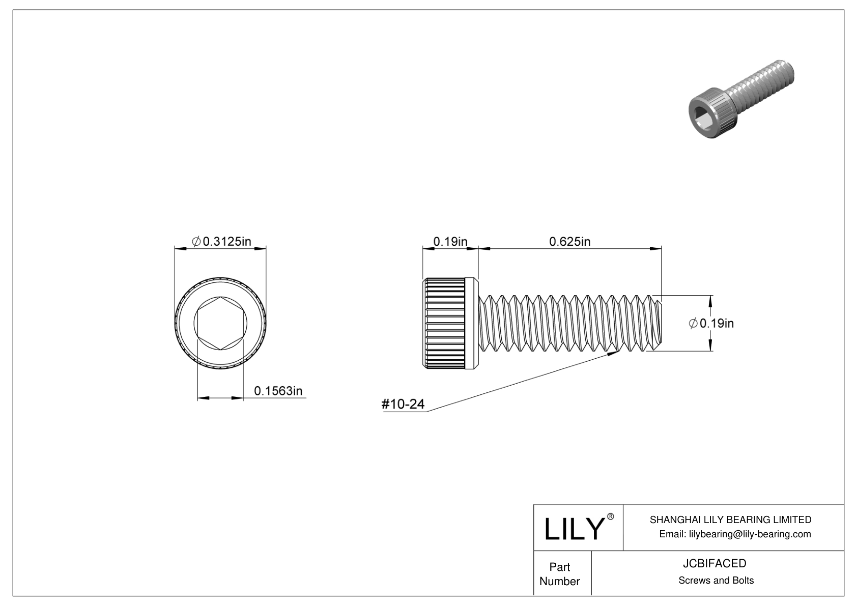 JCBIFACED 超耐腐蚀 316 不锈钢内六角螺钉 cad drawing