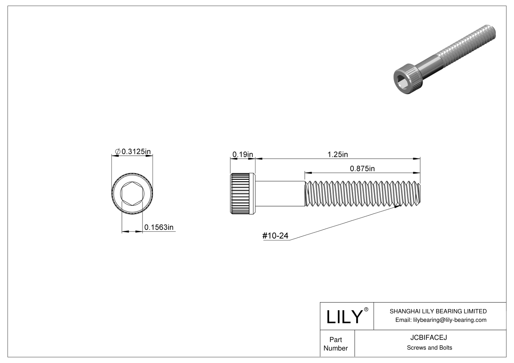 JCBIFACEJ Super-Corrosion-Resistant 316 Stainless Steel Socket Head Screws cad drawing