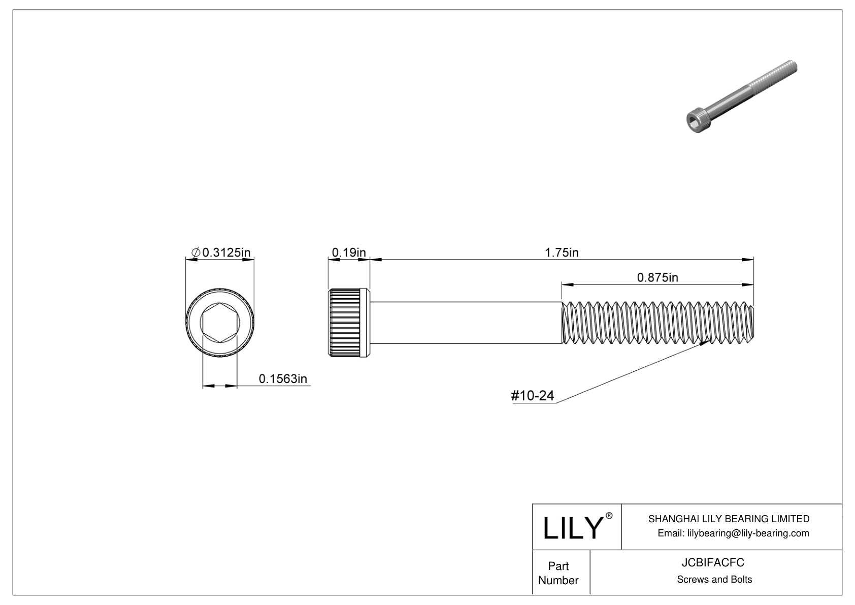 JCBIFACFC Tornillos de cabeza cilíndrica de acero inoxidable 316 superresistentes a la corrosión cad drawing