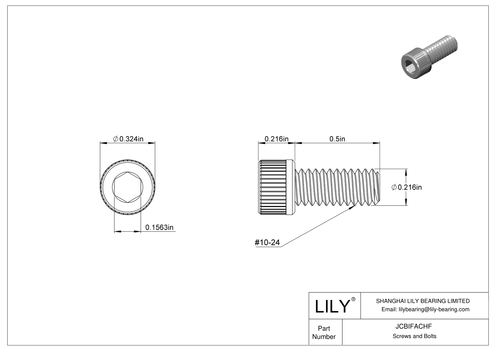 JCBIFACHF 超耐腐蚀 316 不锈钢内六角螺钉 cad drawing