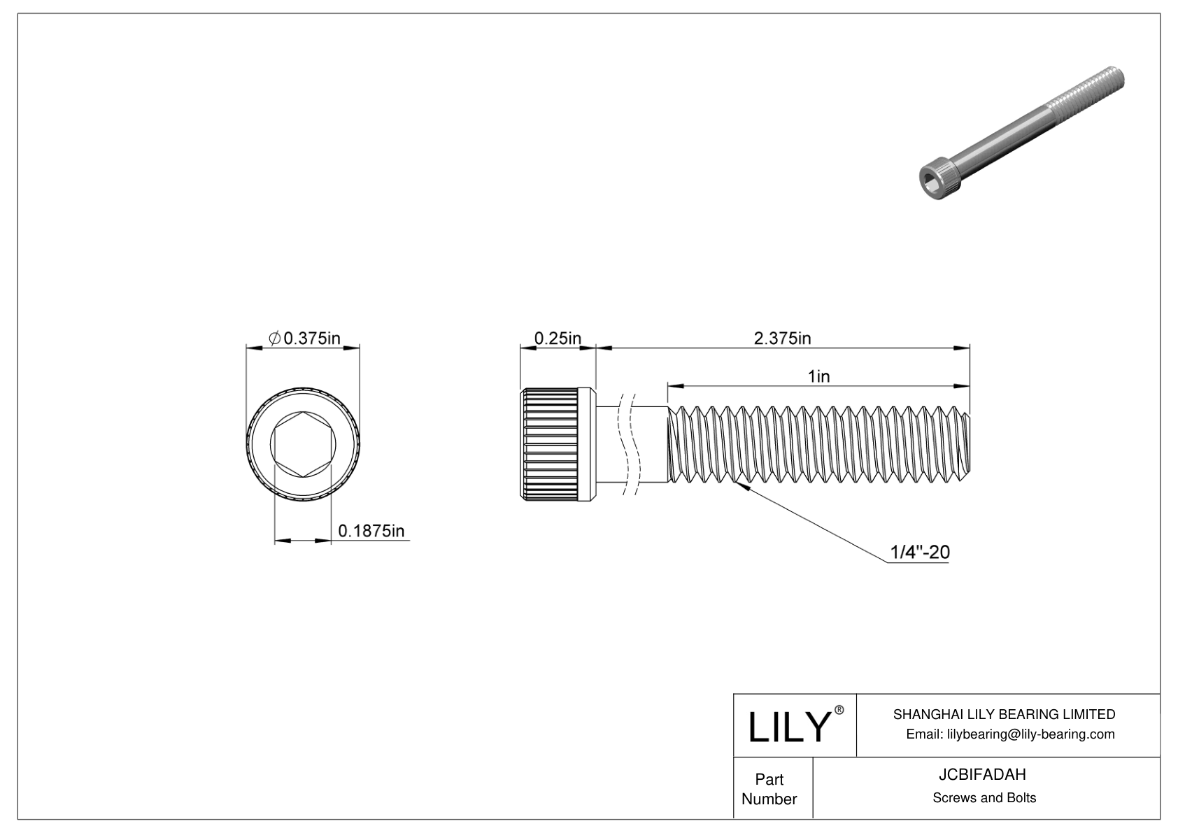 JCBIFADAH Super-Corrosion-Resistant 316 Stainless Steel Socket Head Screws cad drawing