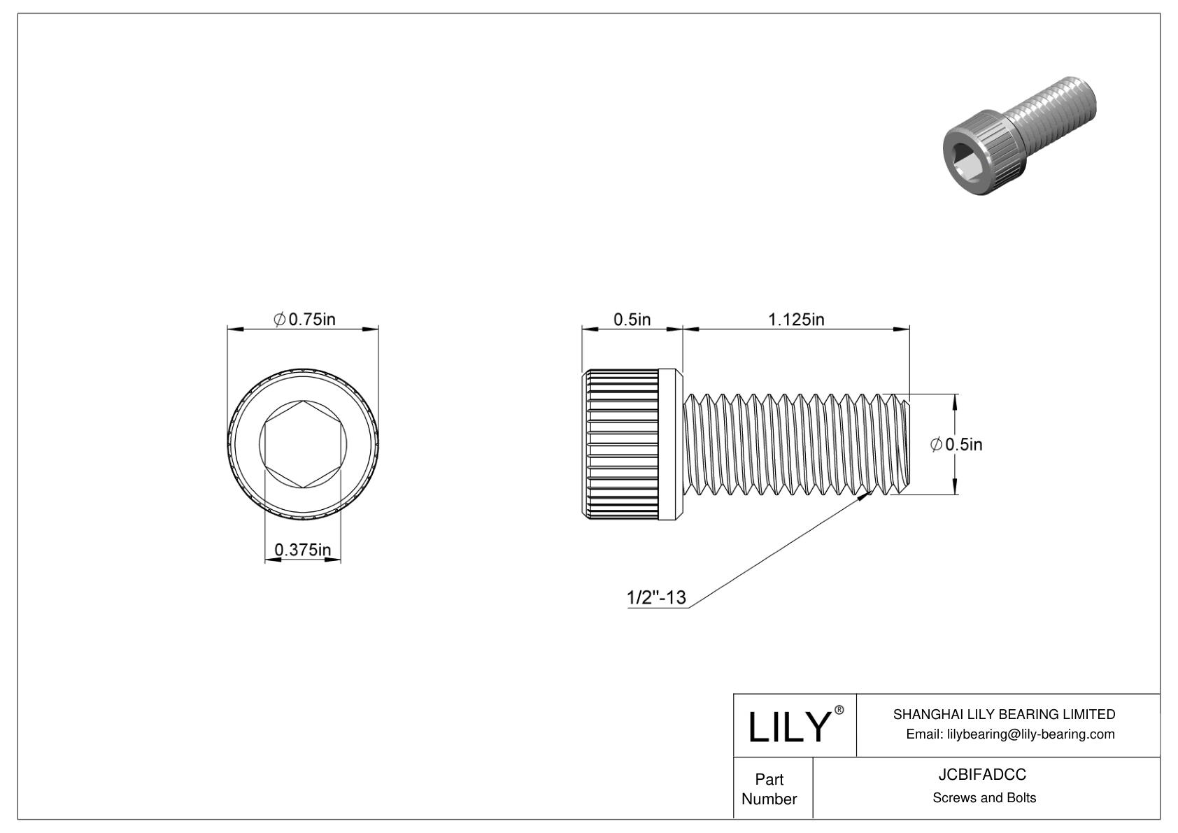 JCBIFADCC Super-Corrosion-Resistant 316 Stainless Steel Socket Head Screws cad drawing