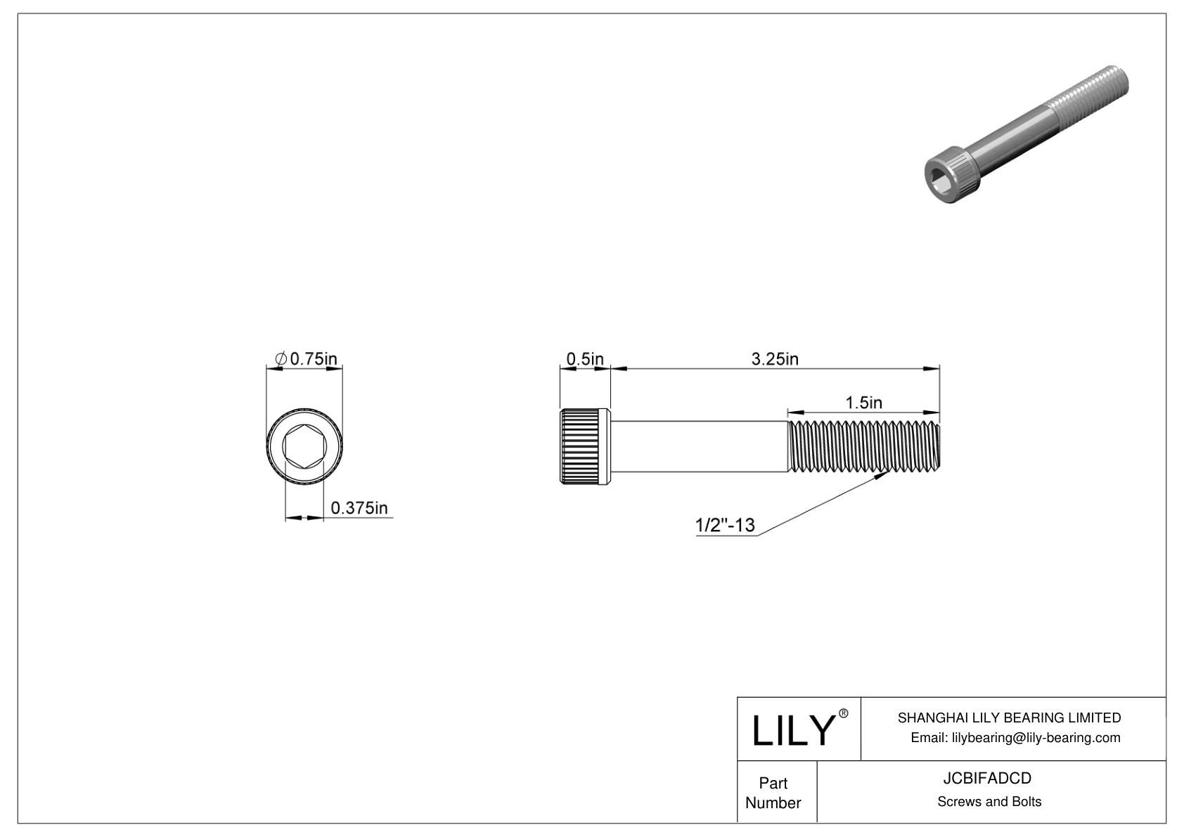 JCBIFADCD Super-Corrosion-Resistant 316 Stainless Steel Socket Head Screws cad drawing