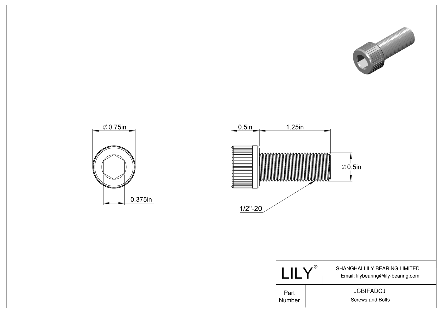 JCBIFADCJ Super-Corrosion-Resistant 316 Stainless Steel Socket Head Screws cad drawing