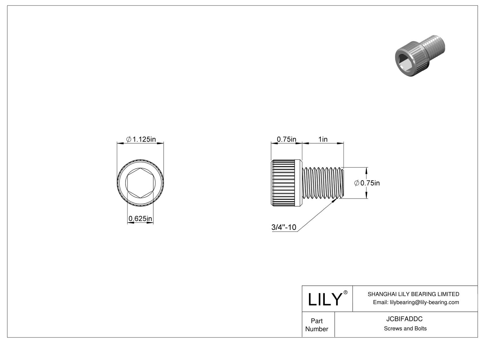 JCBIFADDC 超耐腐蚀 316 不锈钢内六角螺钉 cad drawing