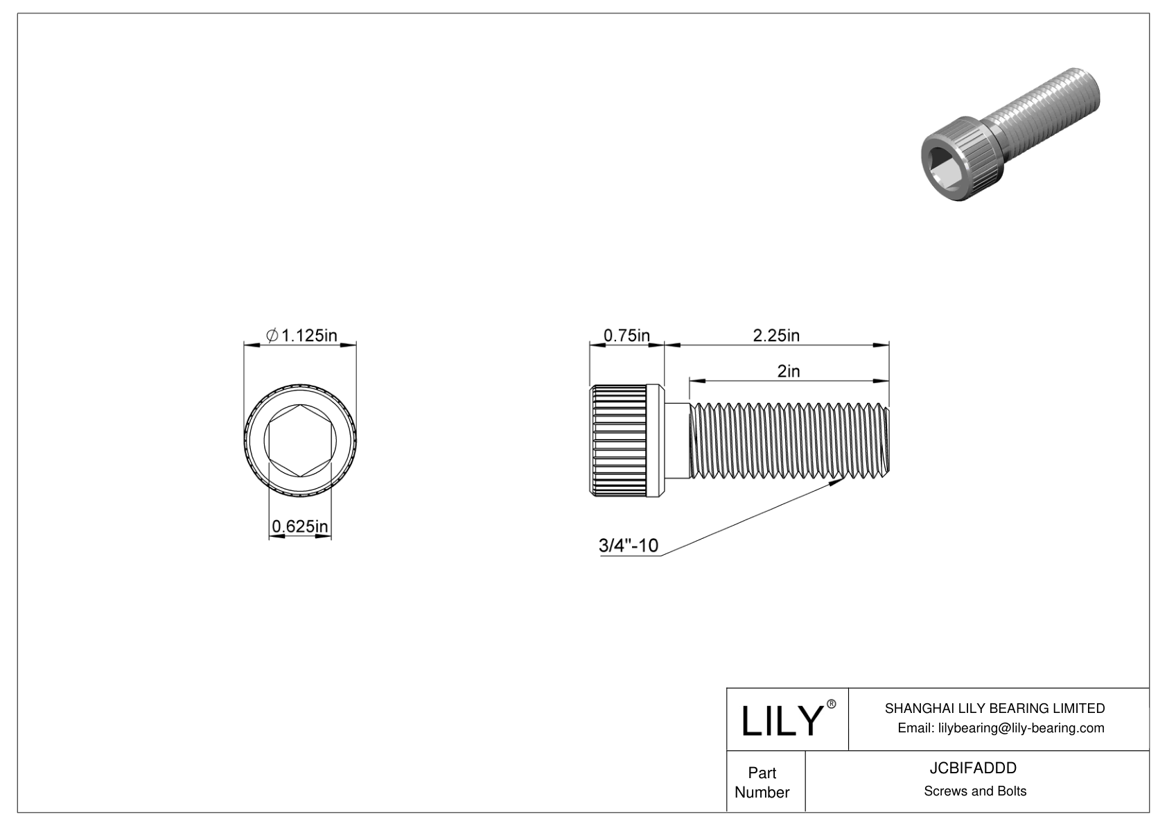 JCBIFADDD Super-Corrosion-Resistant 316 Stainless Steel Socket Head Screws cad drawing