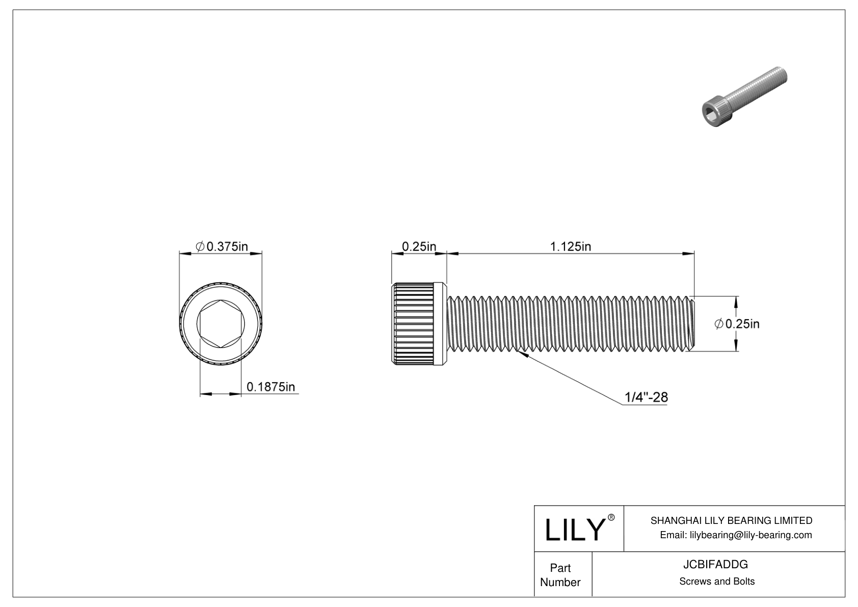 JCBIFADDG 超耐腐蚀 316 不锈钢内六角螺钉 cad drawing