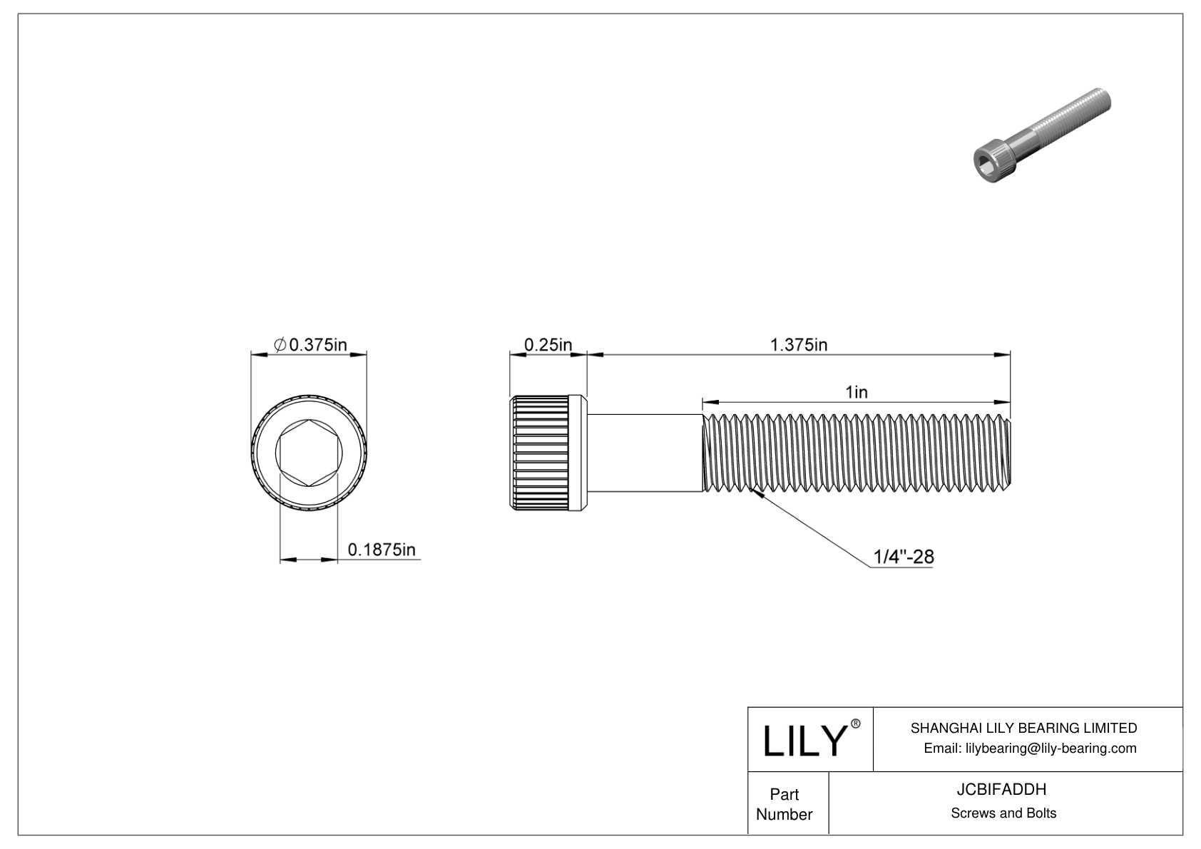 JCBIFADDH 超耐腐蚀 316 不锈钢内六角螺钉 cad drawing