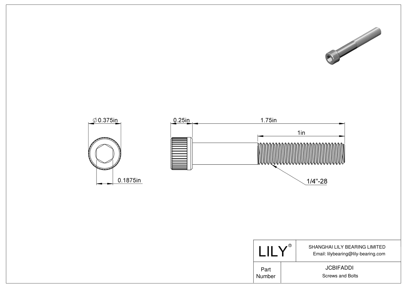 JCBIFADDI 超耐腐蚀 316 不锈钢内六角螺钉 cad drawing