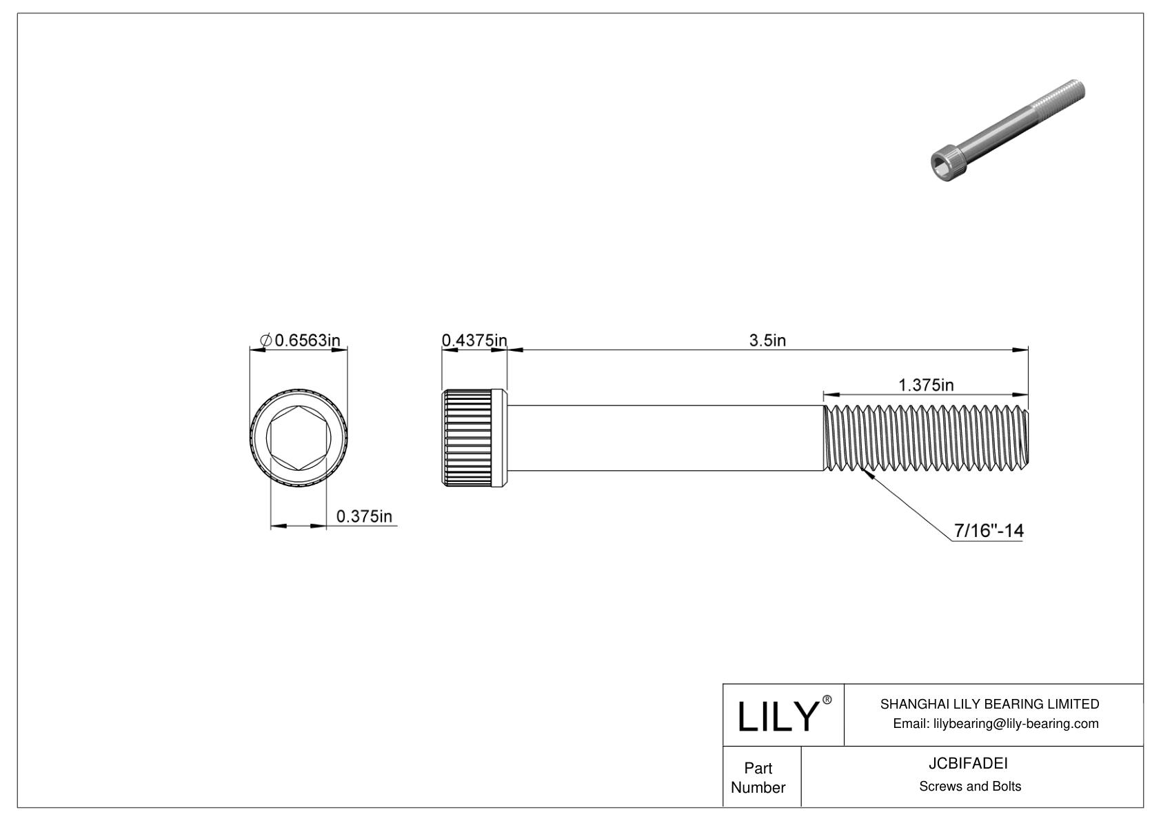 JCBIFADEI Super-Corrosion-Resistant 316 Stainless Steel Socket Head Screws cad drawing